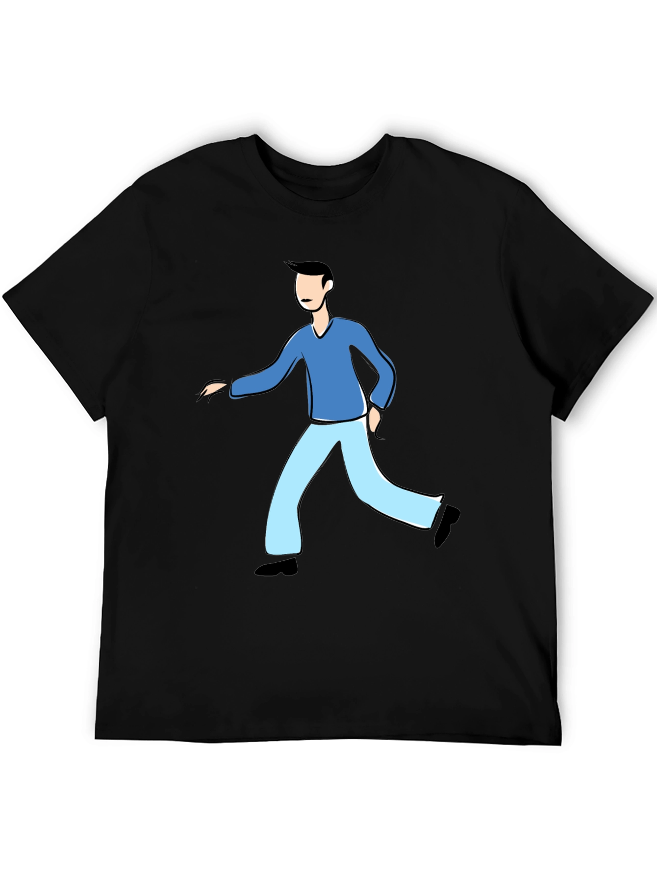 Black Black Cartoon Man T-Shirt view 5