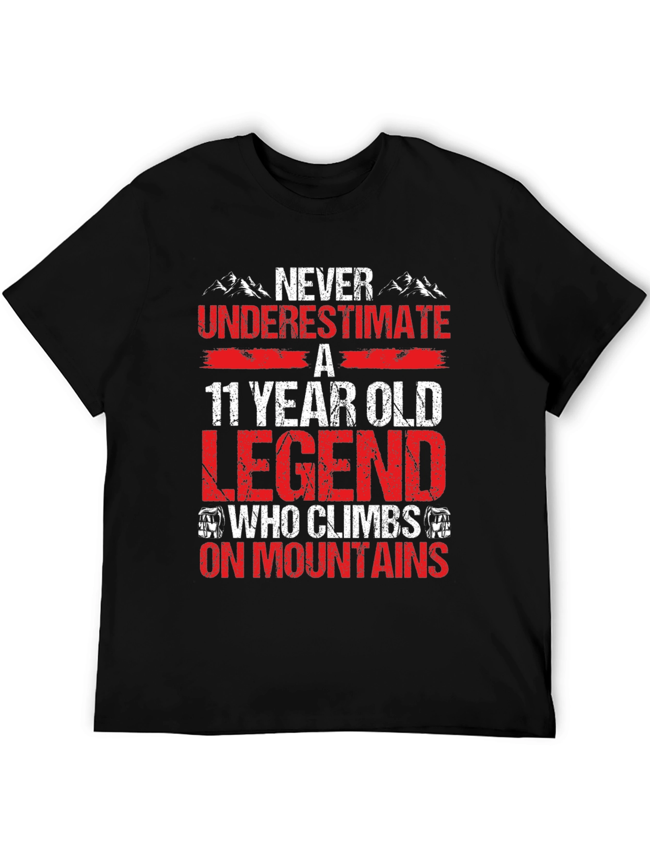 Black 11 Year Old Legend T-Shirt: Climbs Mountains view 5