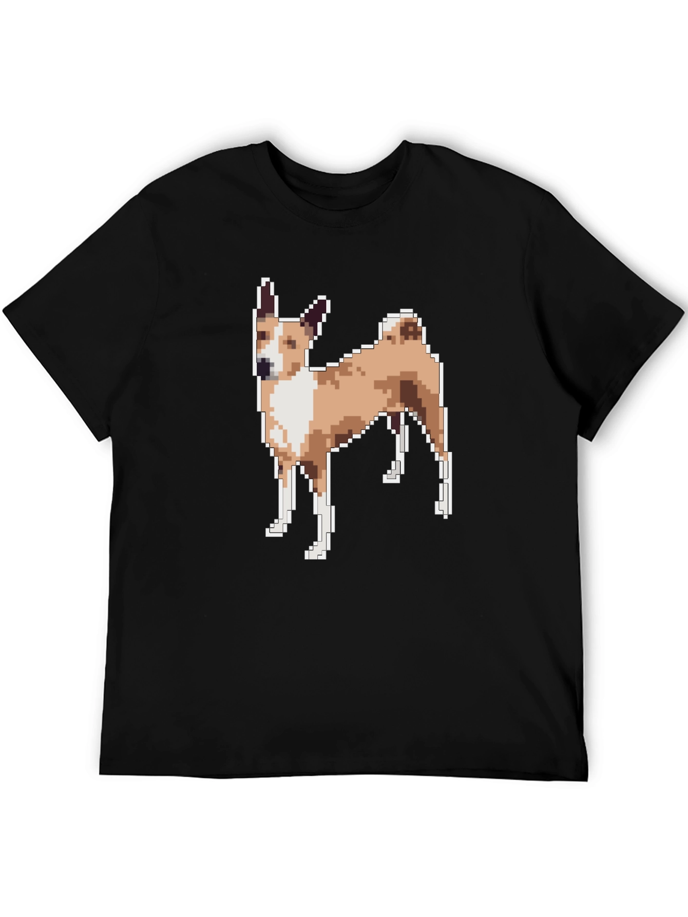 Black Pixelated Dog Graphic Tee - Black Unisex T-Shirt view 5