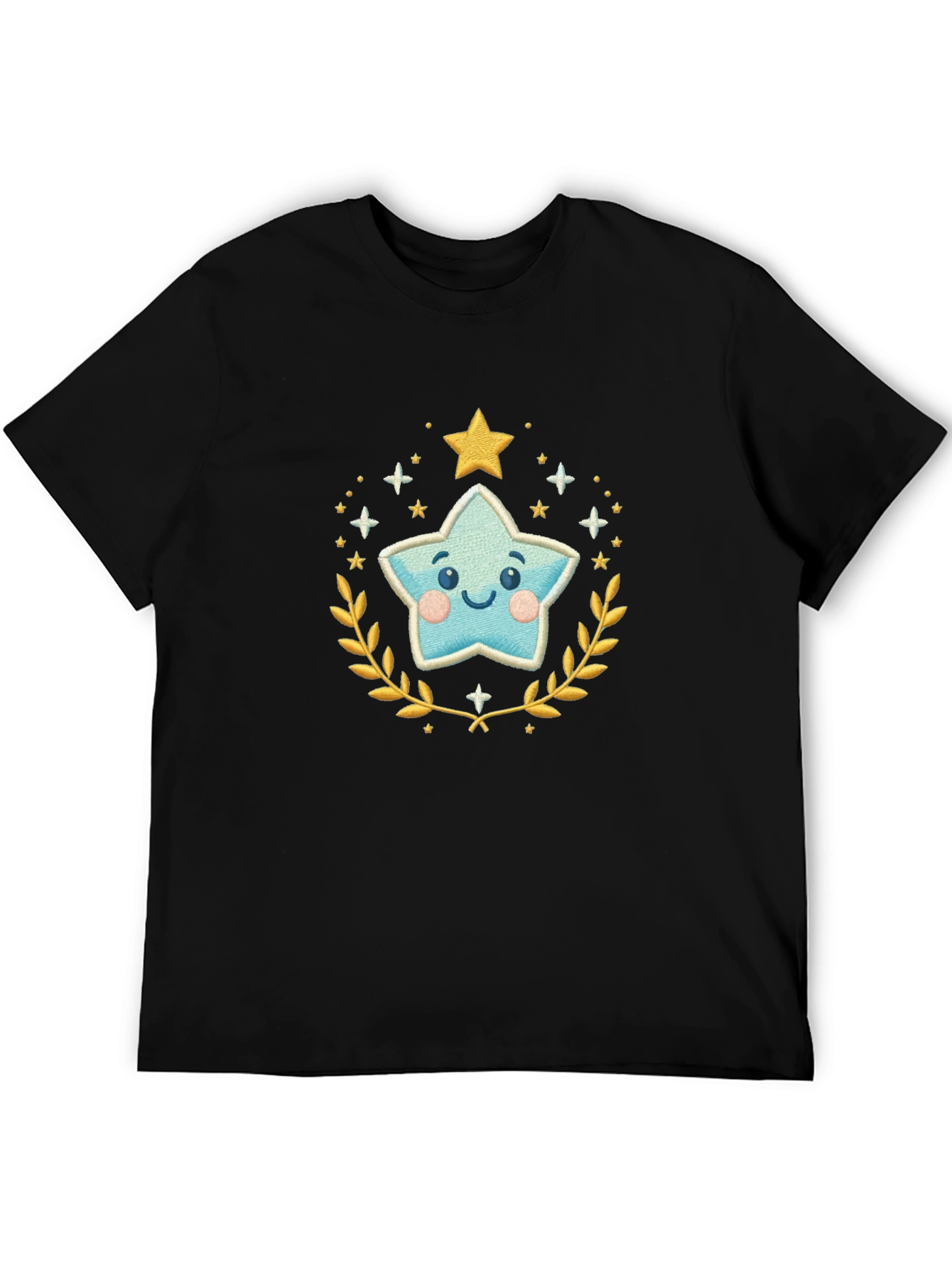 Black Cute Star Graphic Tee - Black Unisex T-Shirt view 5