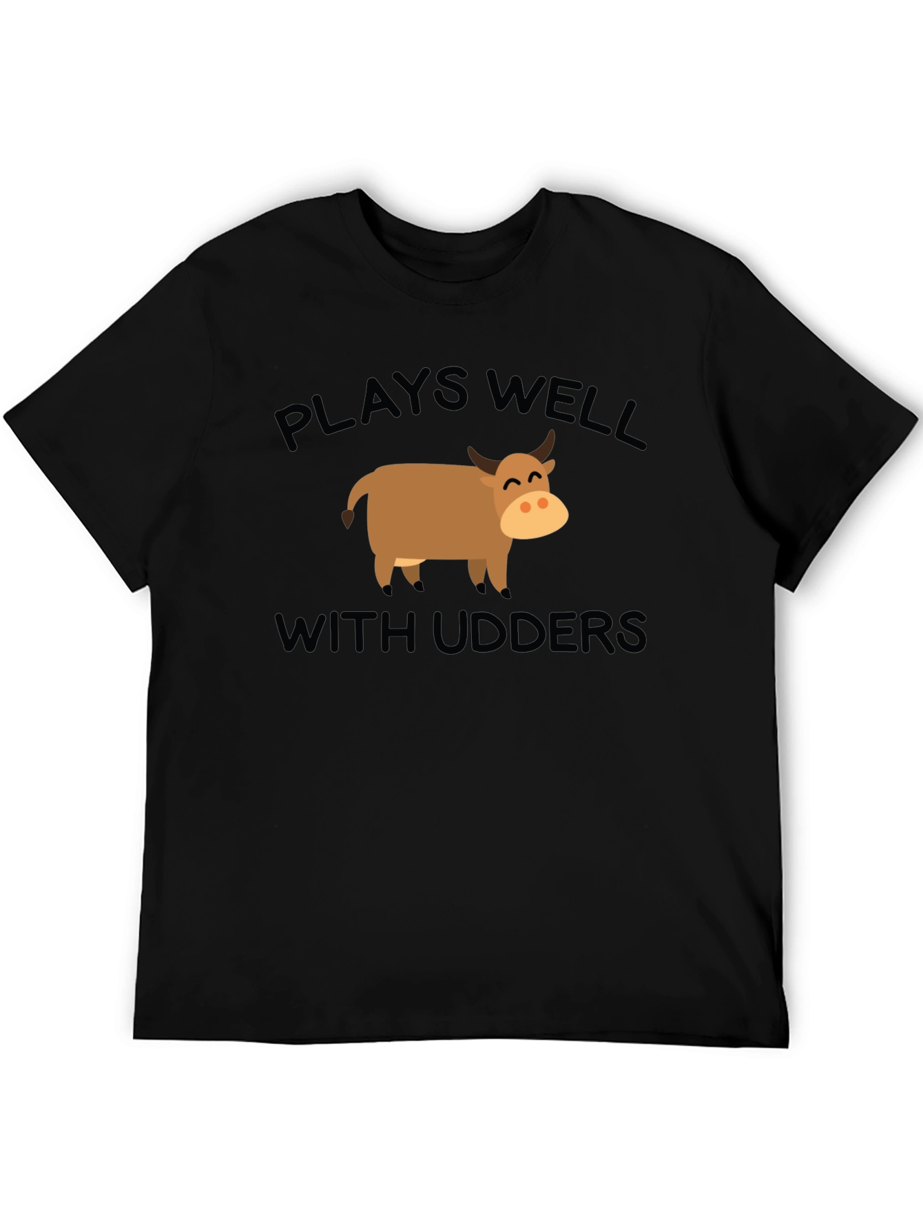 Black Plays Well With Udders T-Shirt - Funny Cow Lover Tee view 5