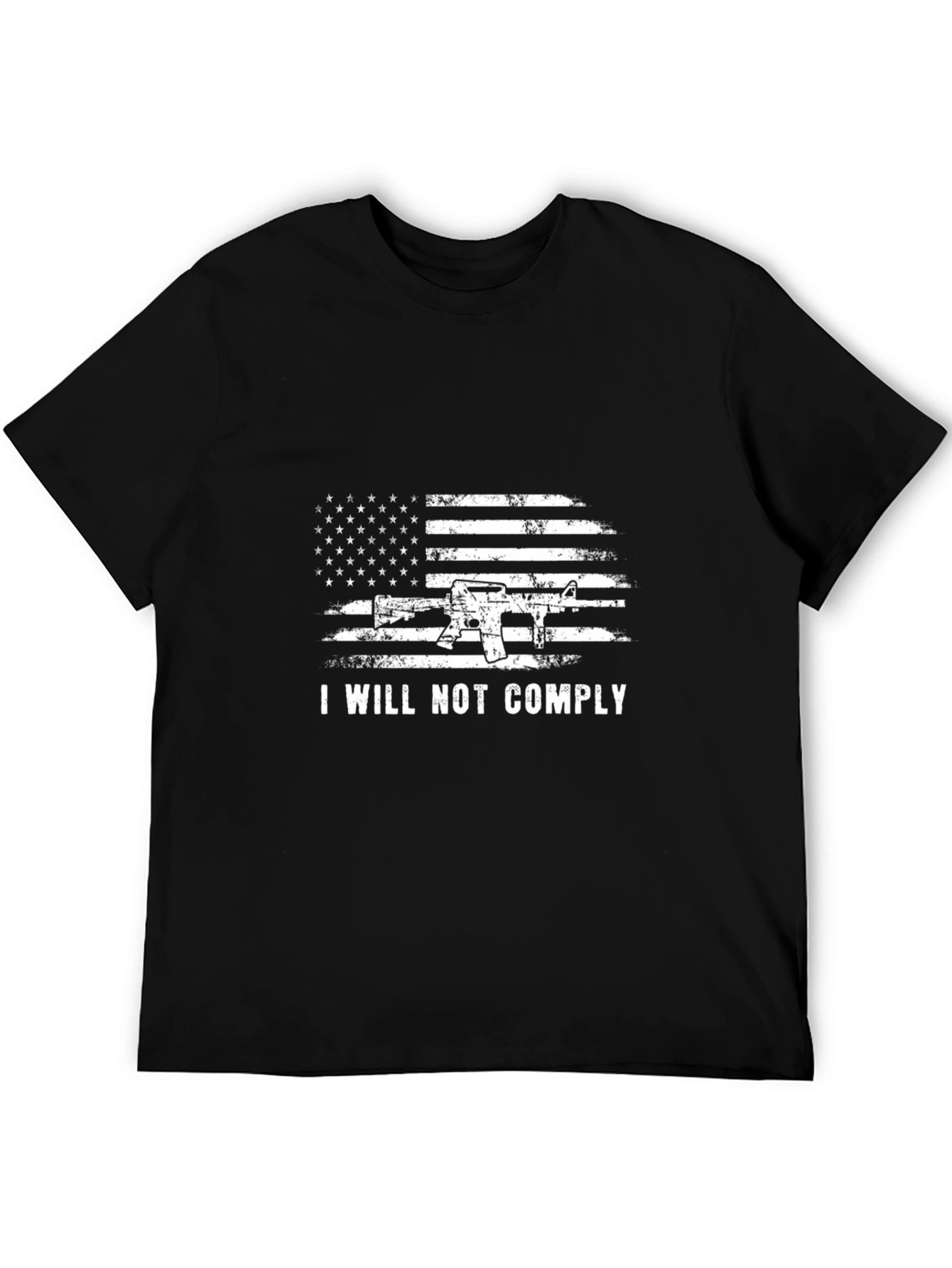 Black I Will Not Comply Patriotic Gun T-Shirt view 5