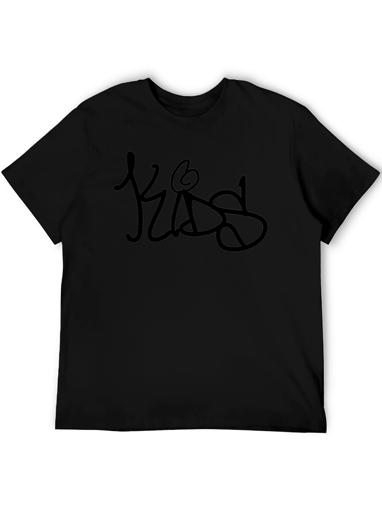 Black Black Graphic Tee - Unique Scribble Design view 5