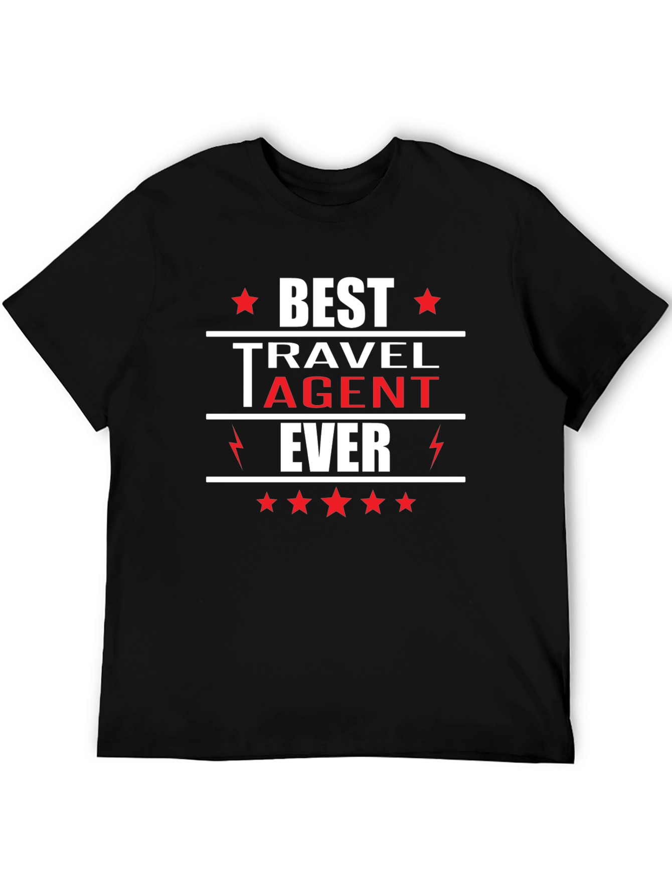Black Best Travel Agent Ever T-Shirt, Black view 5