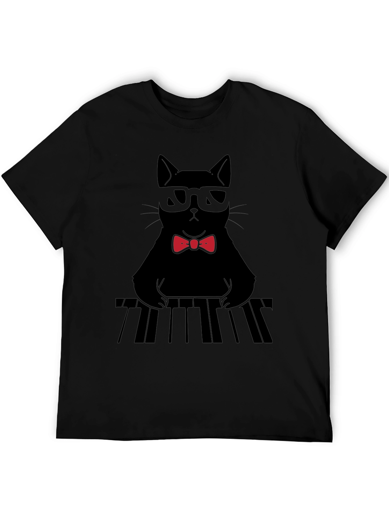 Black Cool Cat Musician T-Shirt view 5