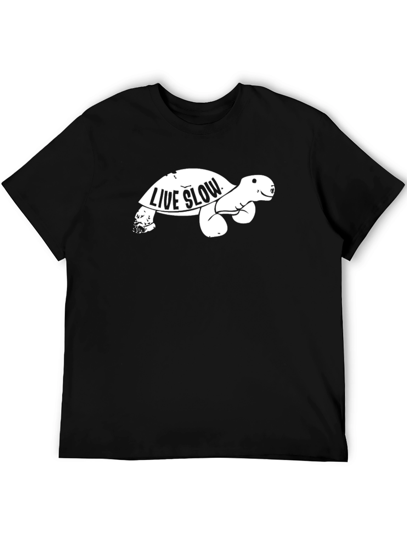 Black Live Slow Turtle Graphic Tee - Unisex Black T-Shirt view 5