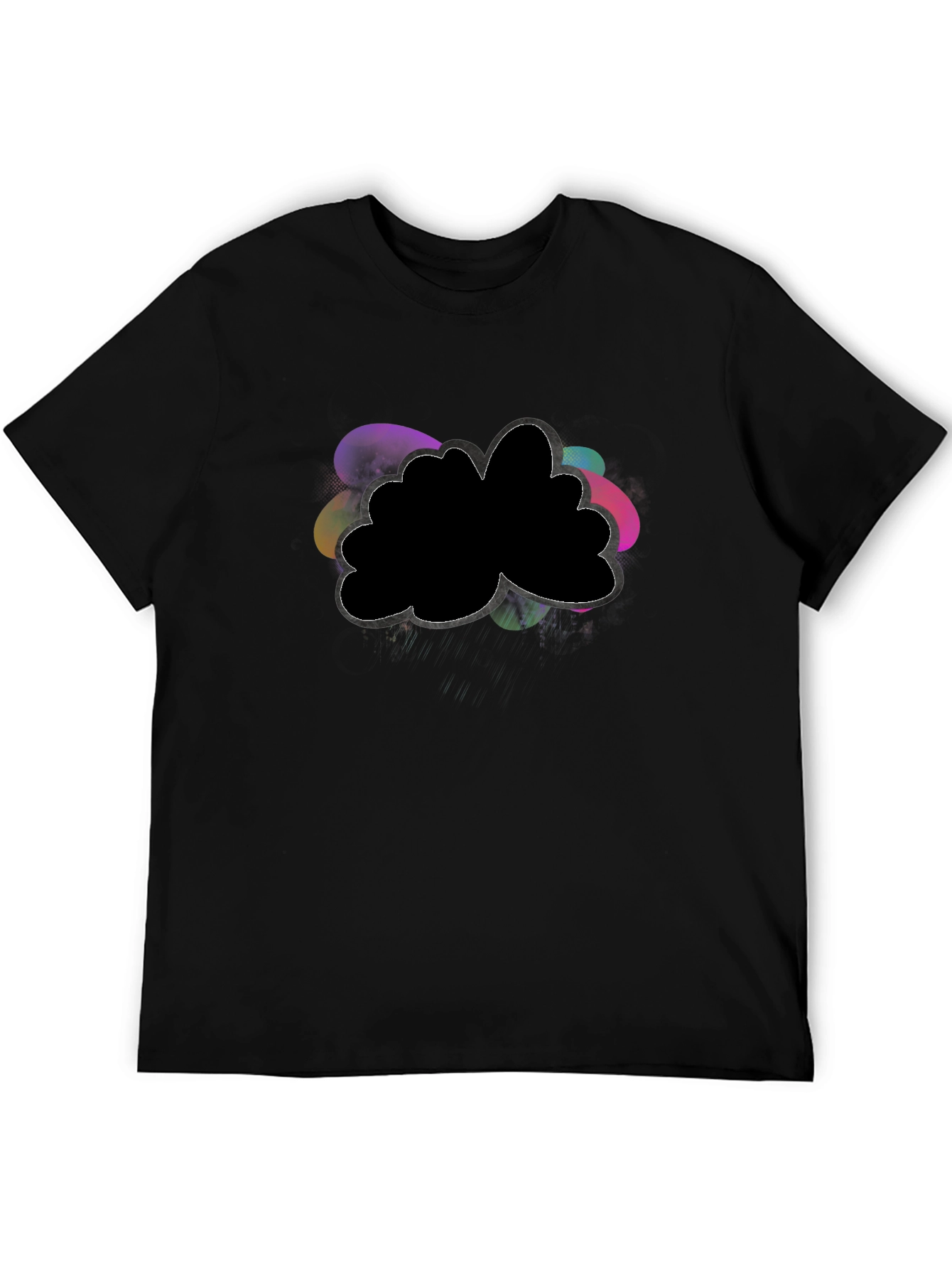 Black Unique Graphic Tee - Abstract Cloud Design view 5