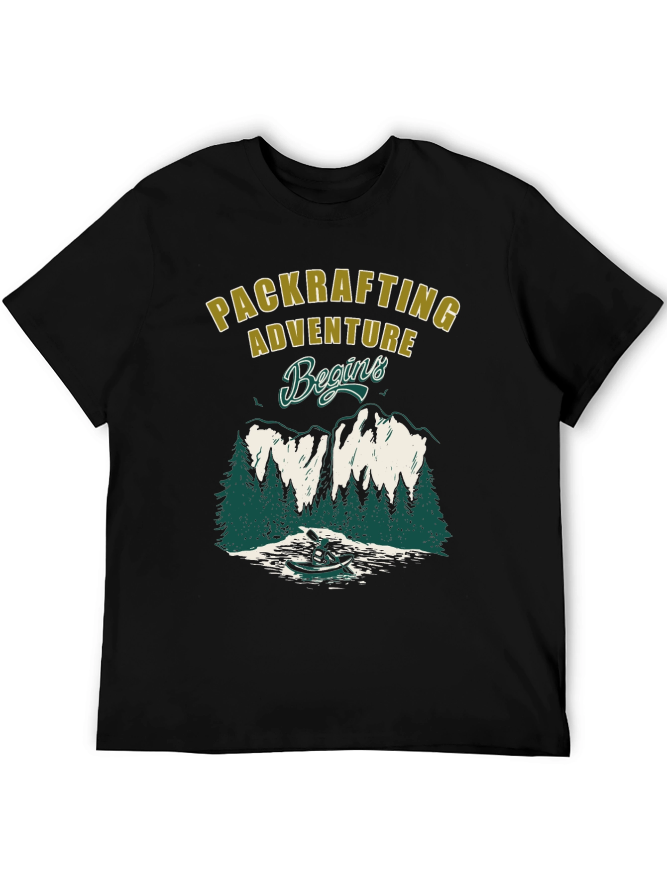 Black Packrafting Adventure Begins Black T-Shirt view 5