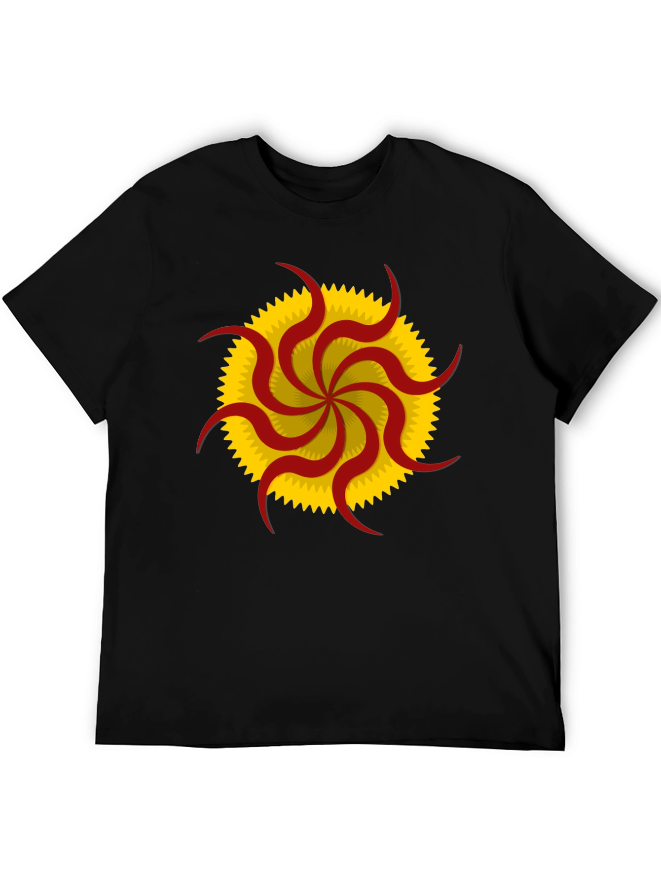 Black Unique Sunburst Graphic Tee - Black Cotton Casual Shirt view 5