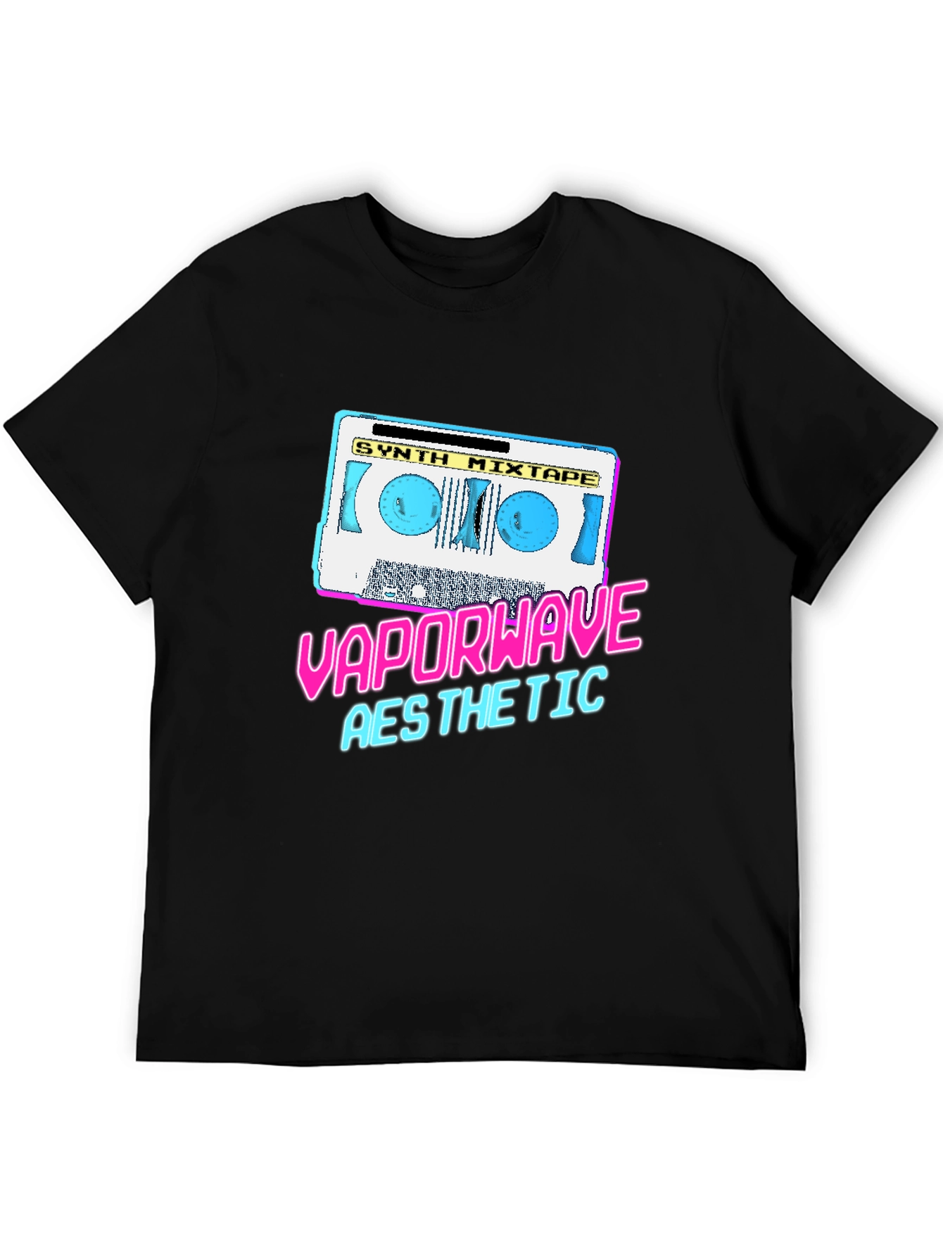 Black Vaporwave Aesthetic Synth Mixtape T-Shirt view 5