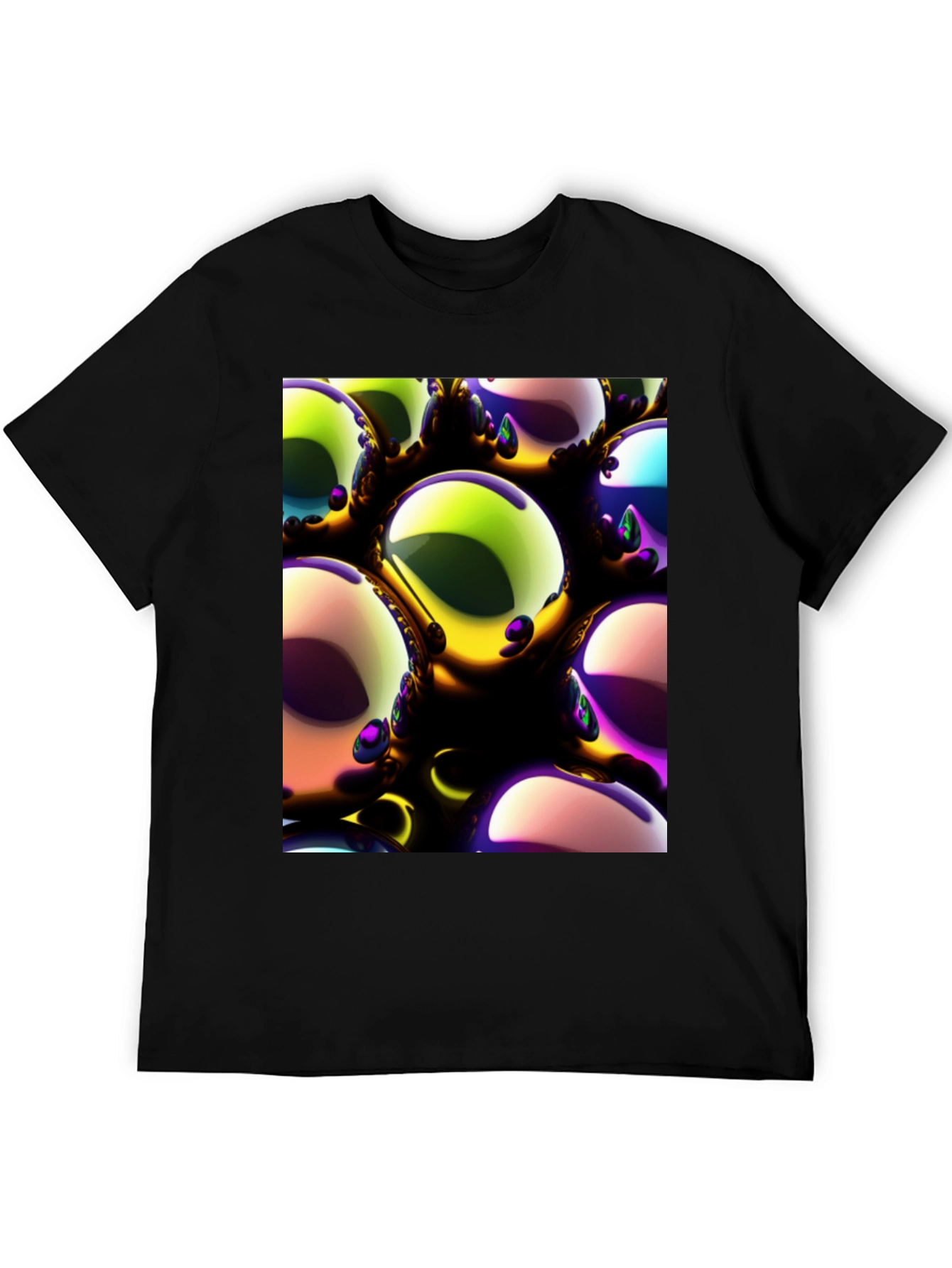 Black Abstract Spheres Graphic Tee view 5