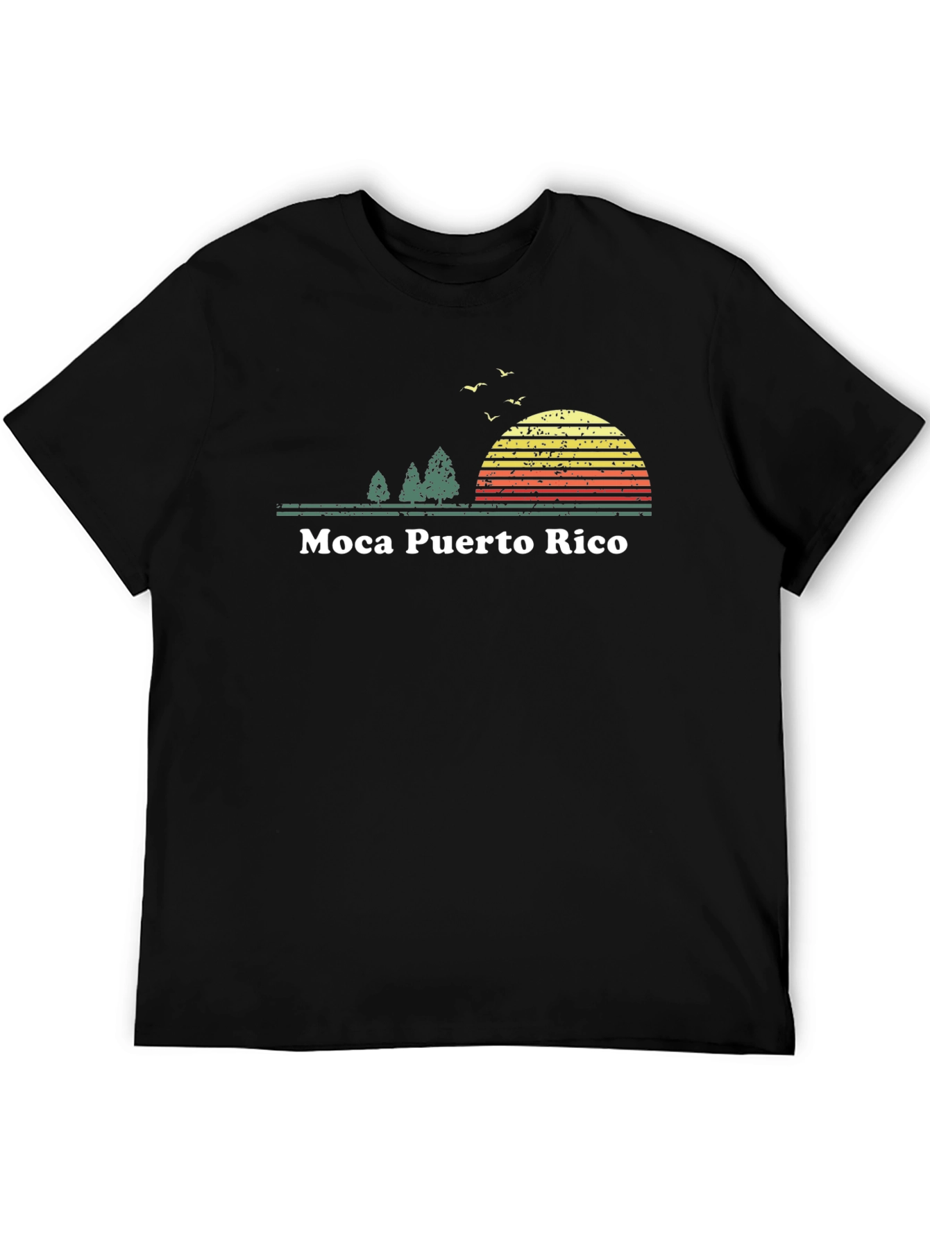 Black Moca Puerto Rico Retro Sunset Graphic Tee view 5