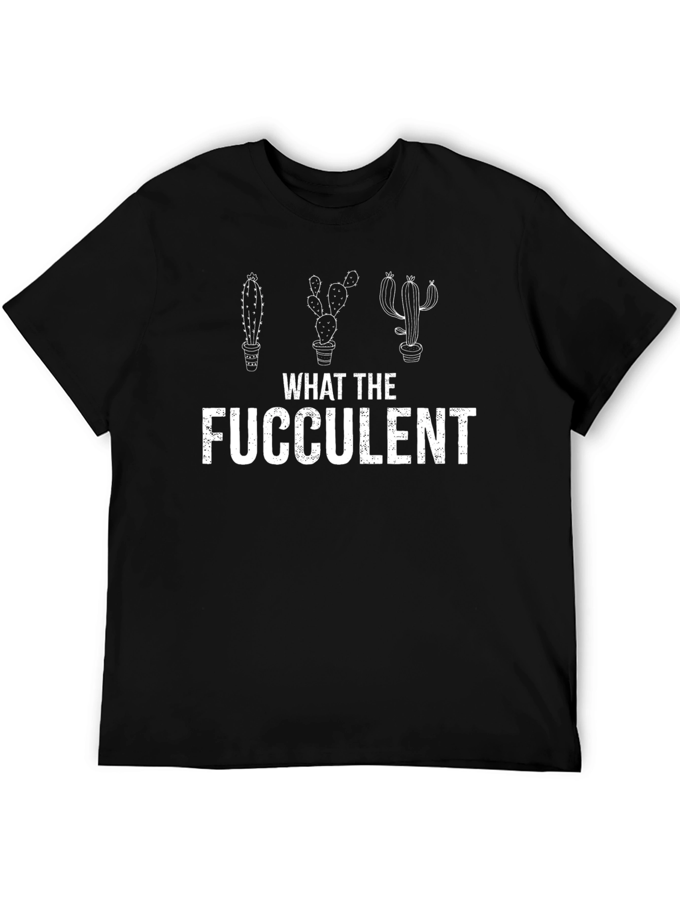 Black What The Fucculent Cactus T-Shirt view 5