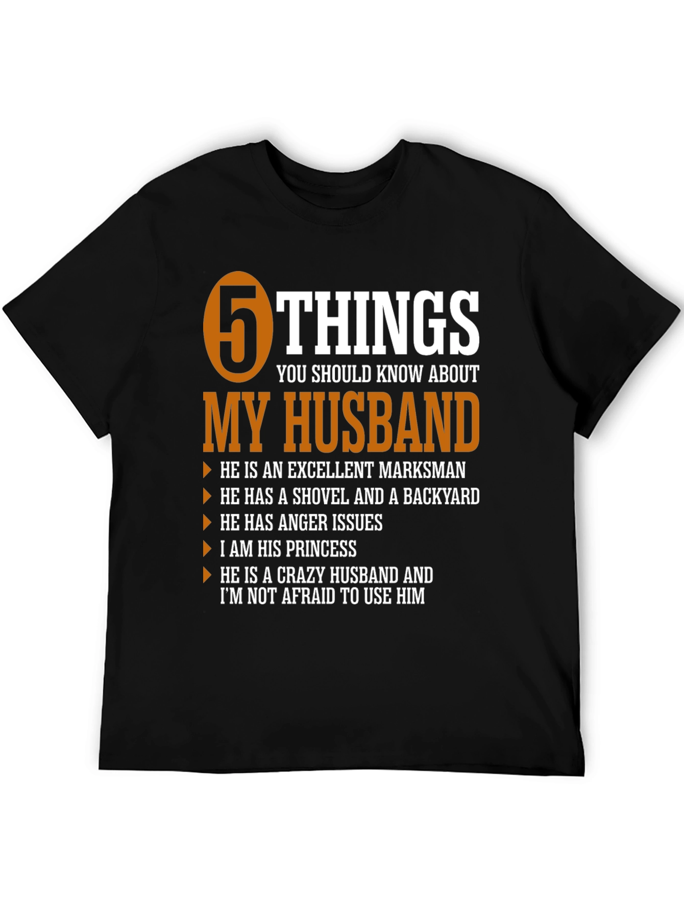 Black 5 Things My Husband T-Shirt view 5