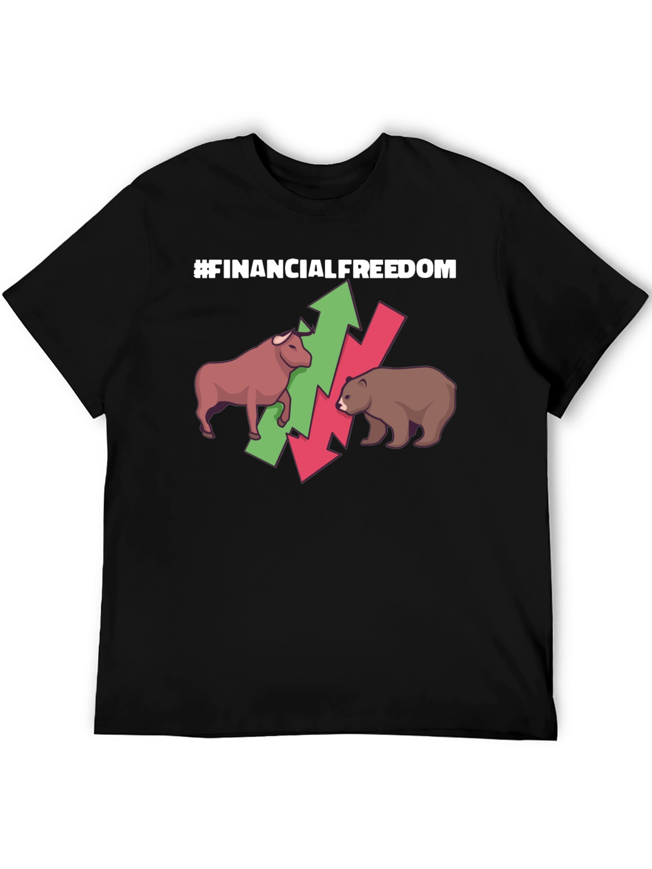 Black Financial Freedom T-Shirt - Bull and Bear Market Tee view 5