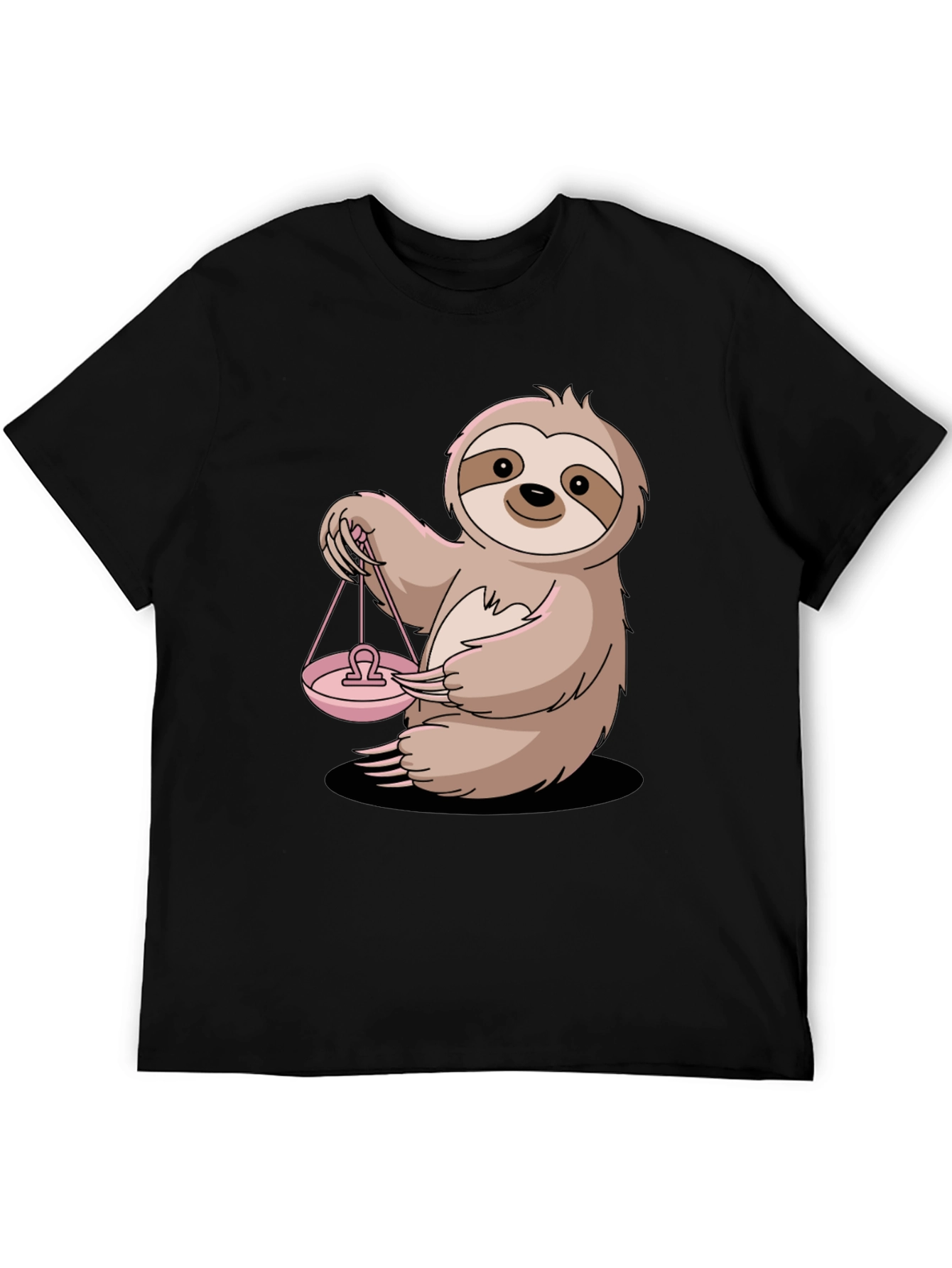 Black Libra Sloth Graphic Tee - Zodiac T-Shirt view 5