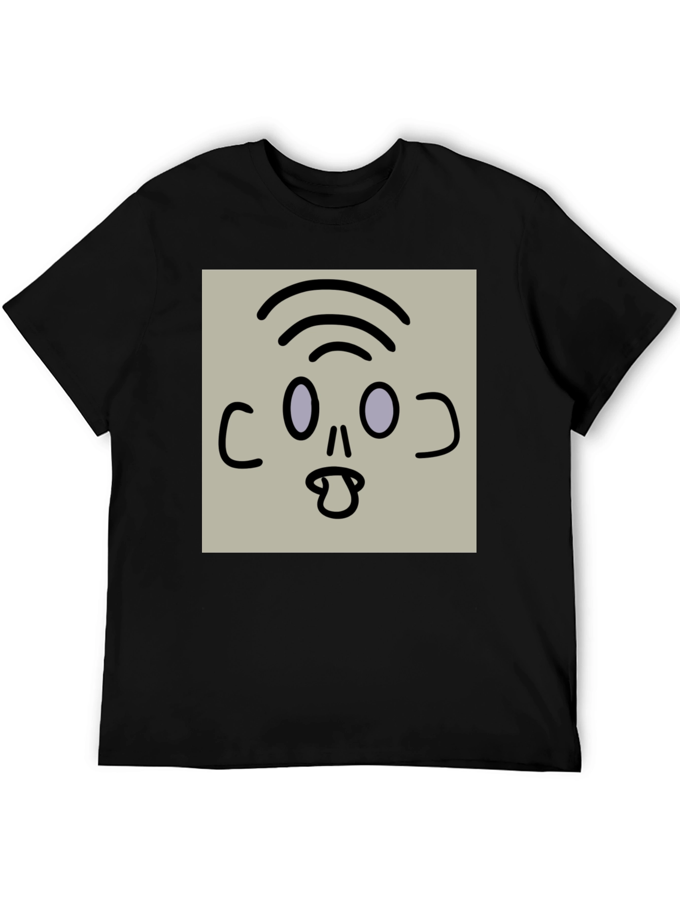 Black Cartoon Face Graphic T-Shirt, Black view 5