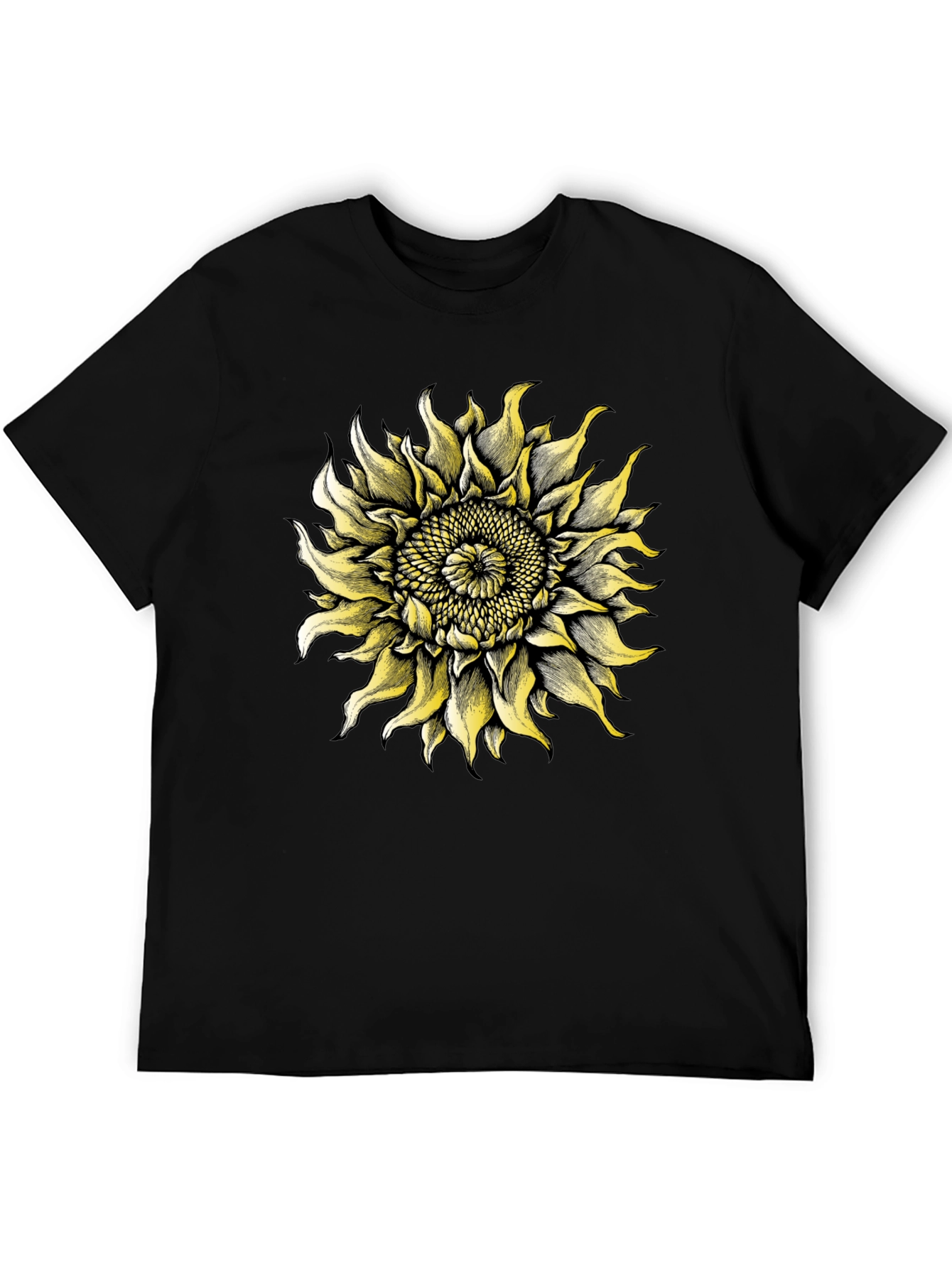 Black Sunflower Graphic Tee - Black Cotton T-Shirt view 5