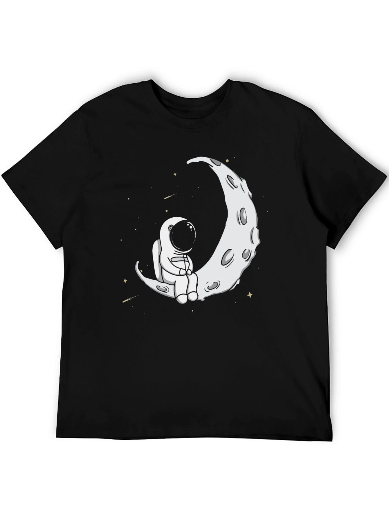 Black Astronaut Moon Graphic Tee - Black Casual Shirt view 5