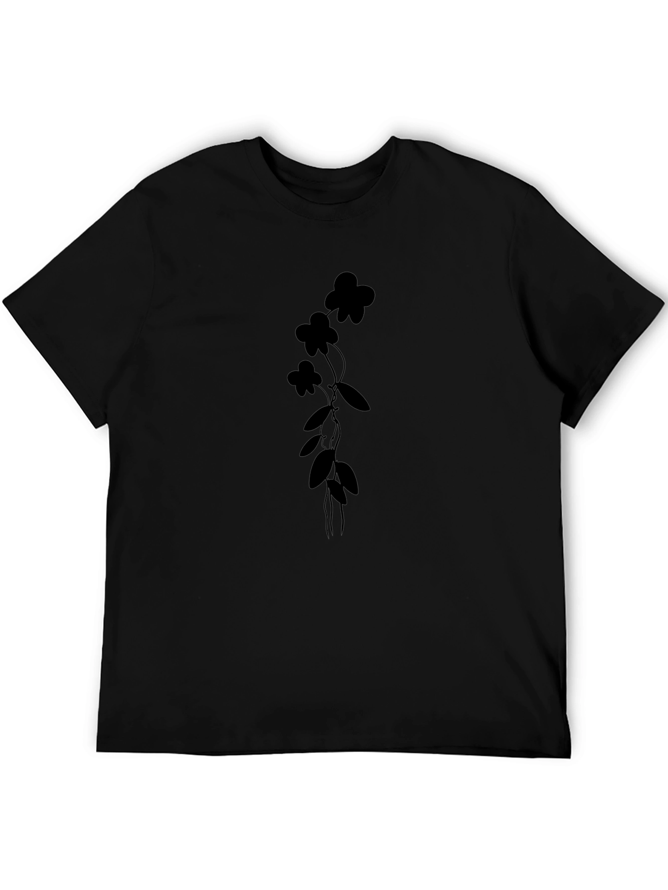 Black Floral Vine Graphic Tee - Modern Style - 5