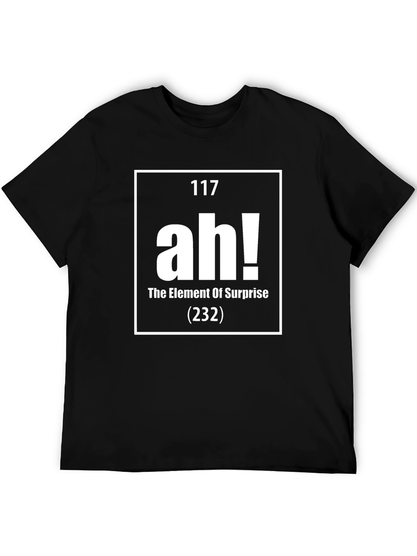 Black Element of Surprise Ah! Periodic Table Funny Men's T-Shirt view 5