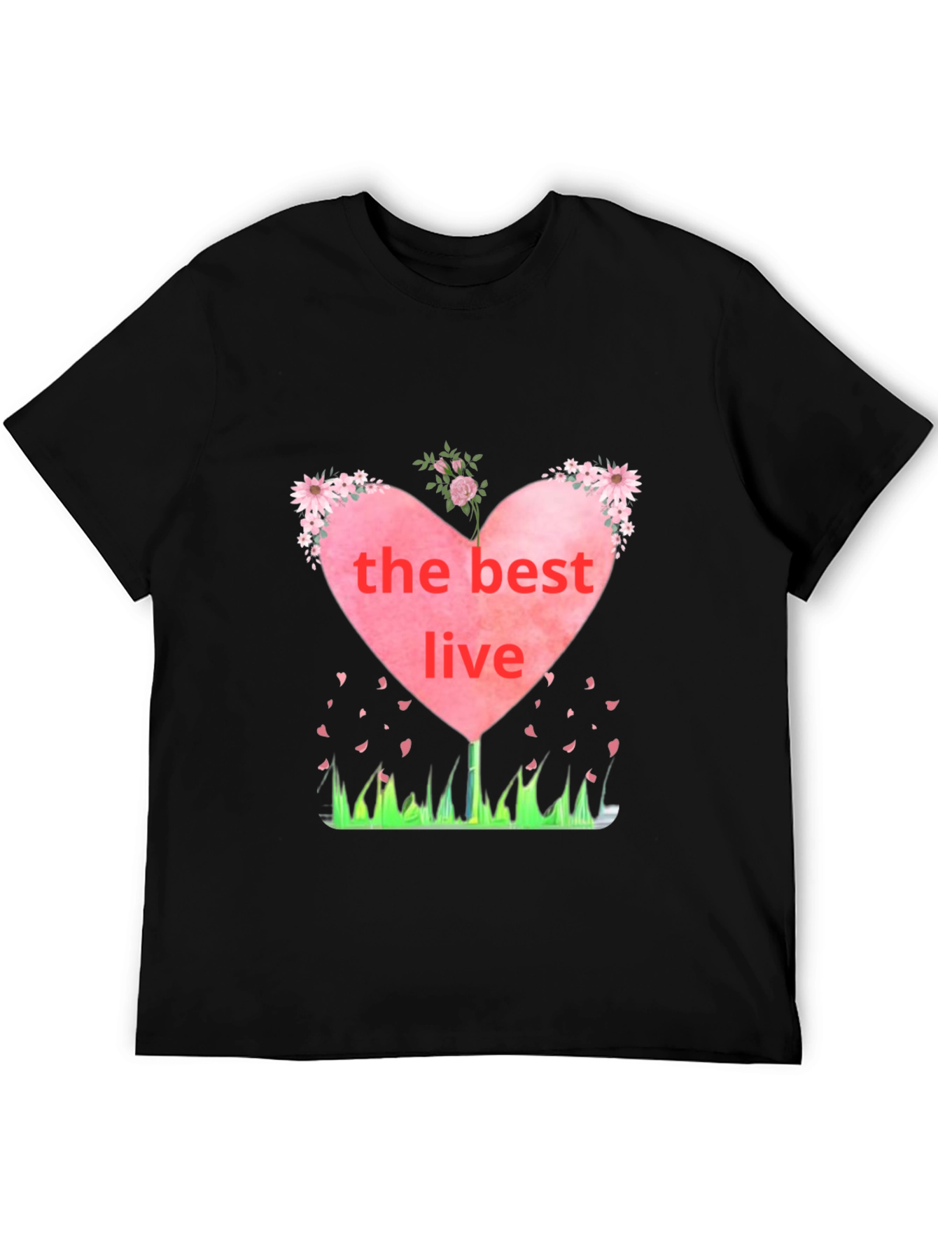 Black The Best Live Heart Graphic Black T-Shirt view 5