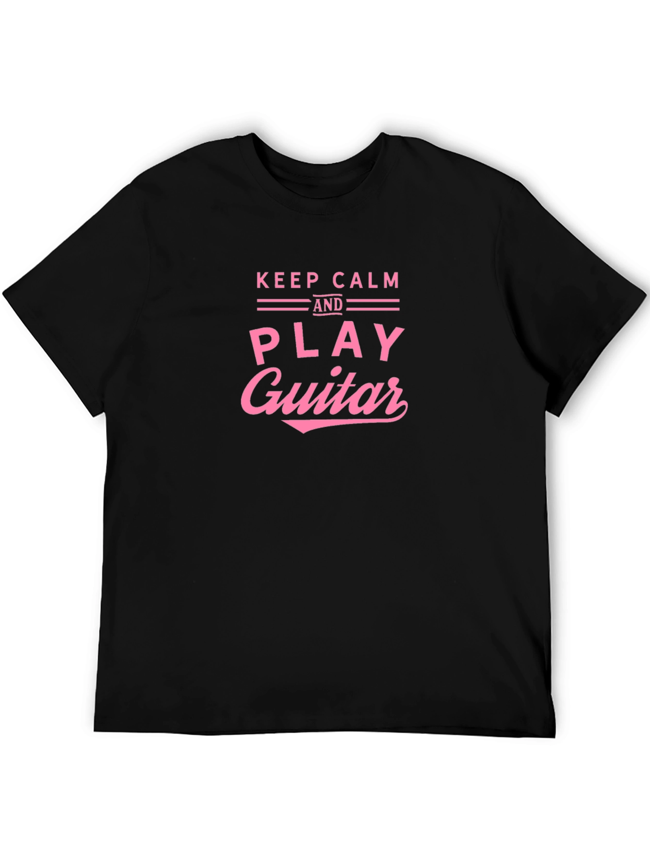 Black Keep Calm & Play Guitar Black T-Shirt view 5