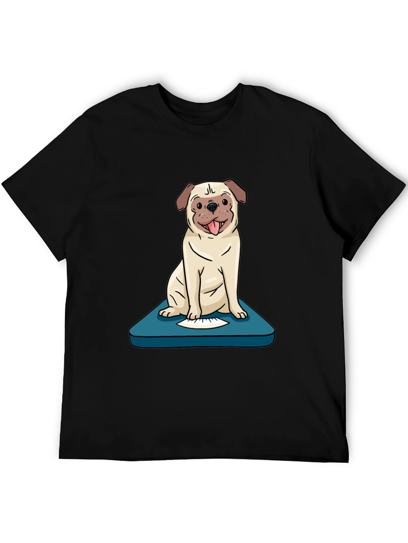 Black Pug on Scale Graphic Tee - Weighty Humor T-Shirt view 5