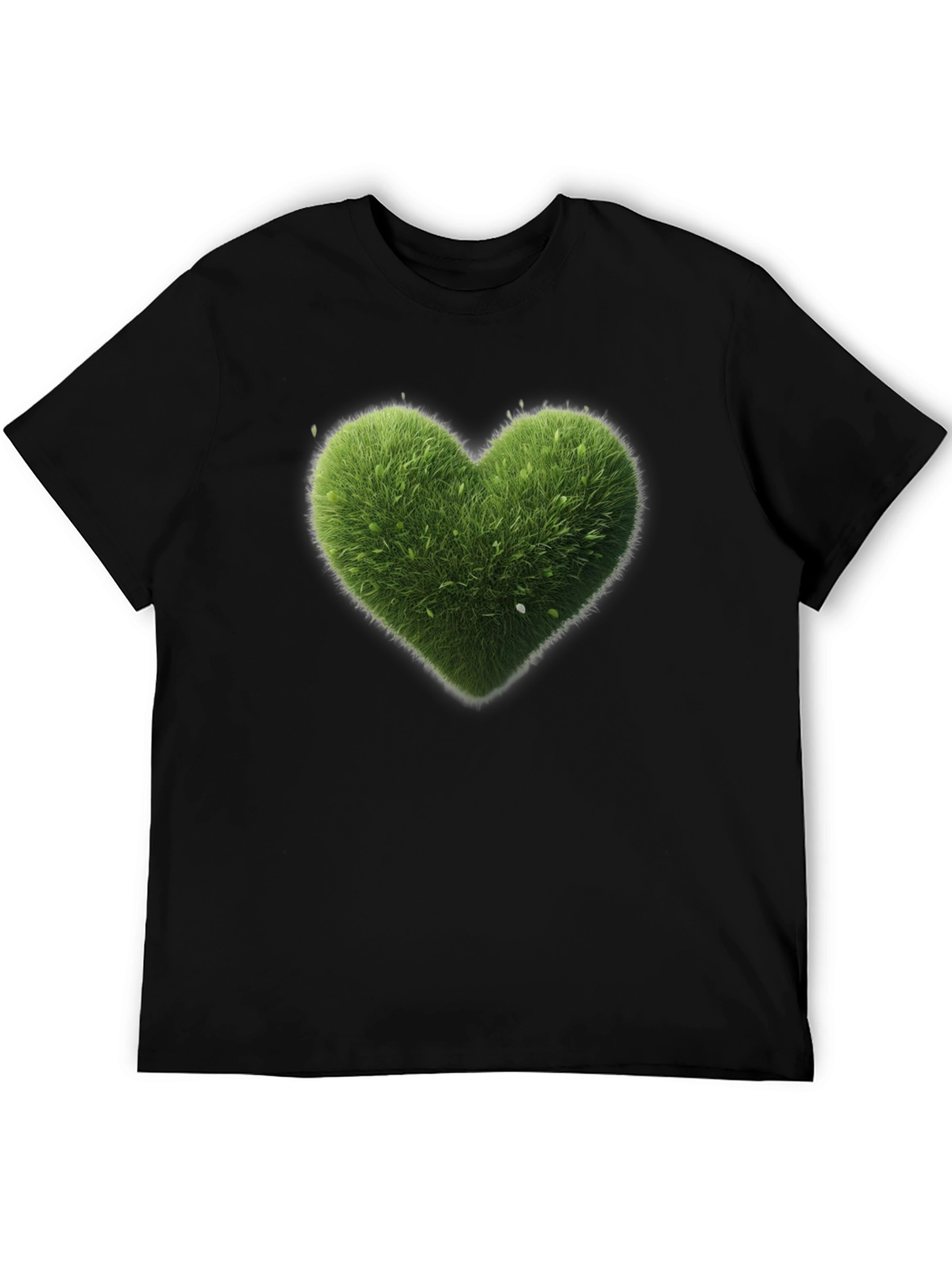 Black Green Heart Graphic Tee - Black Cotton T-Shirt view 5