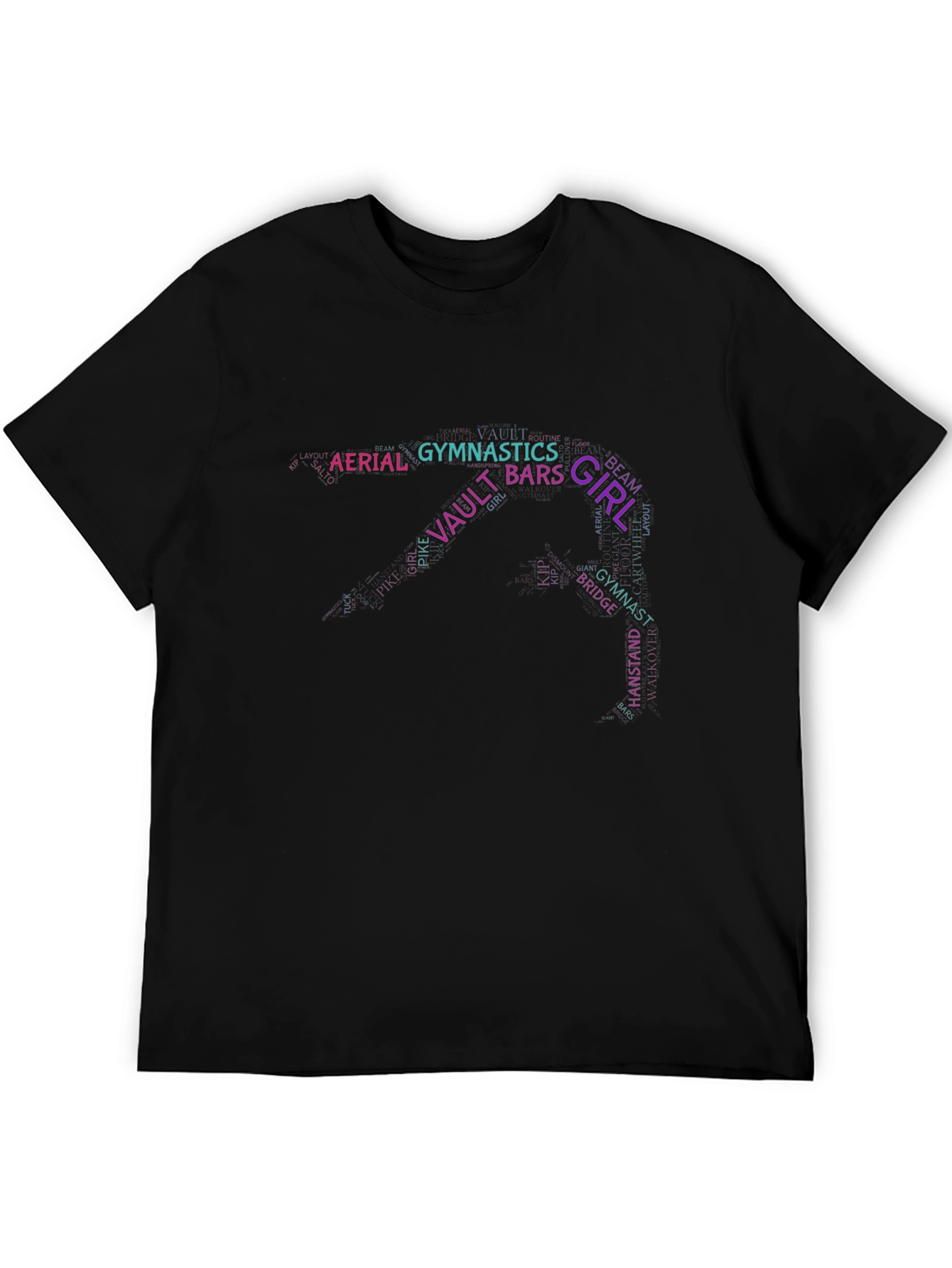 Black Gymnastics Word Art T-Shirt view 5