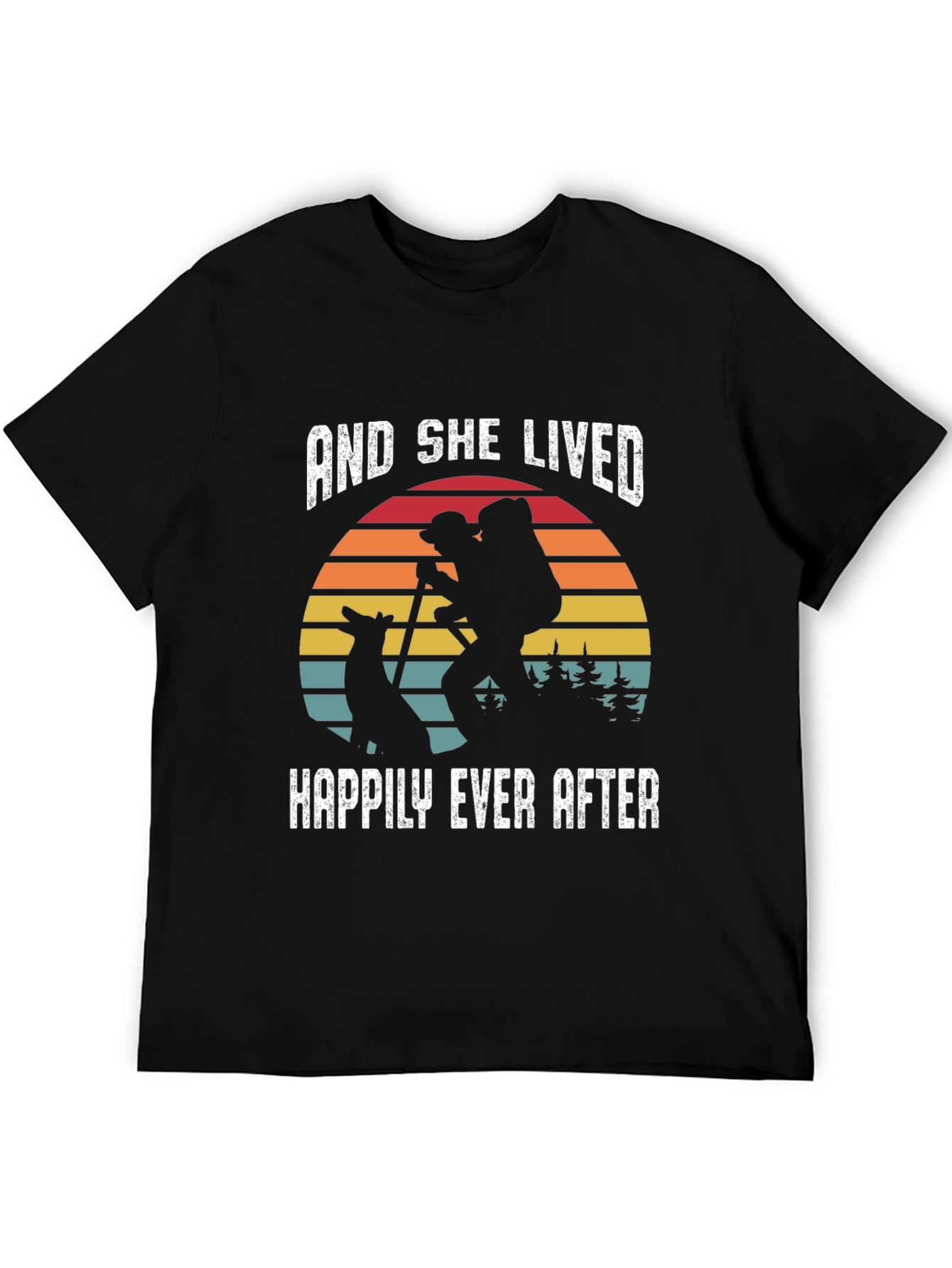 Black She Lived Happily Ever After Hiking T-Shirt view 5