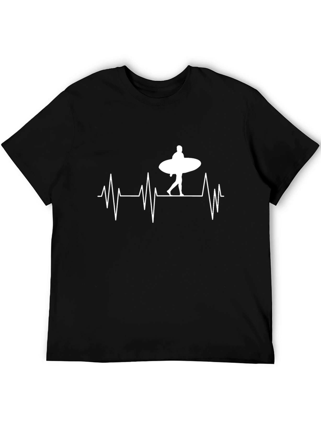 Black Surfing Heartbeat Graphic T-Shirt view 5