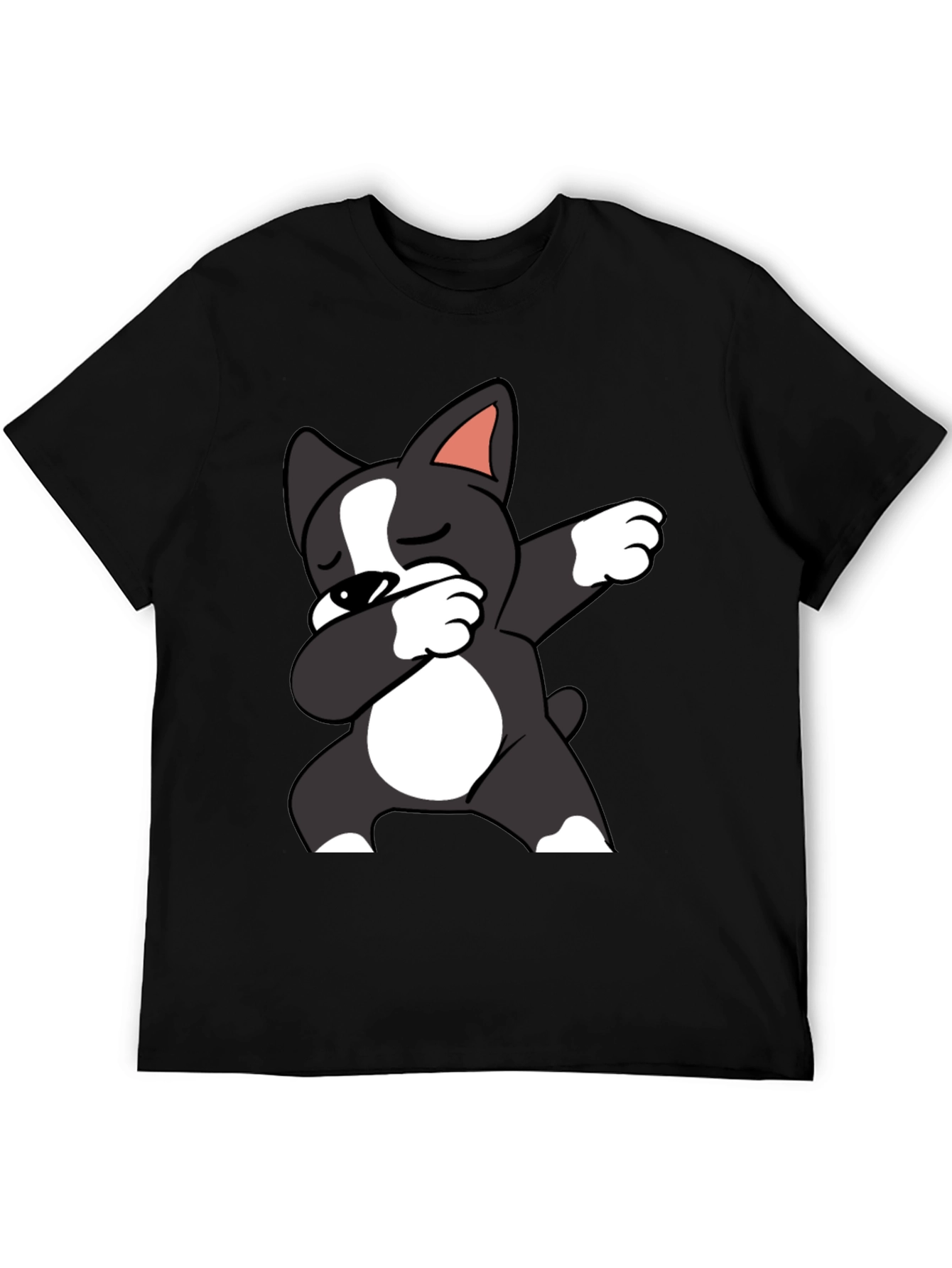Black Dabbing Dog Graphic Tee - Black Cotton T-Shirt view 5