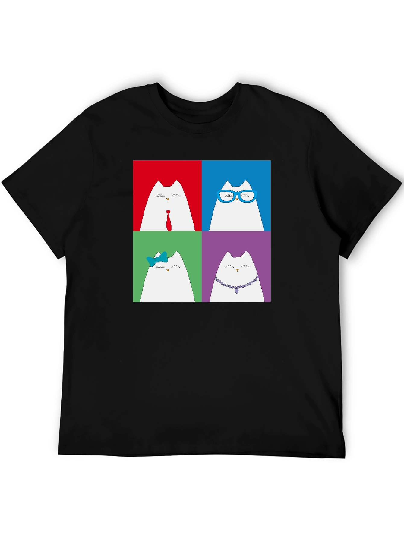 Black Pop Art Cat T-Shirt - Unique Graphic Tee for Cat Lovers view 5