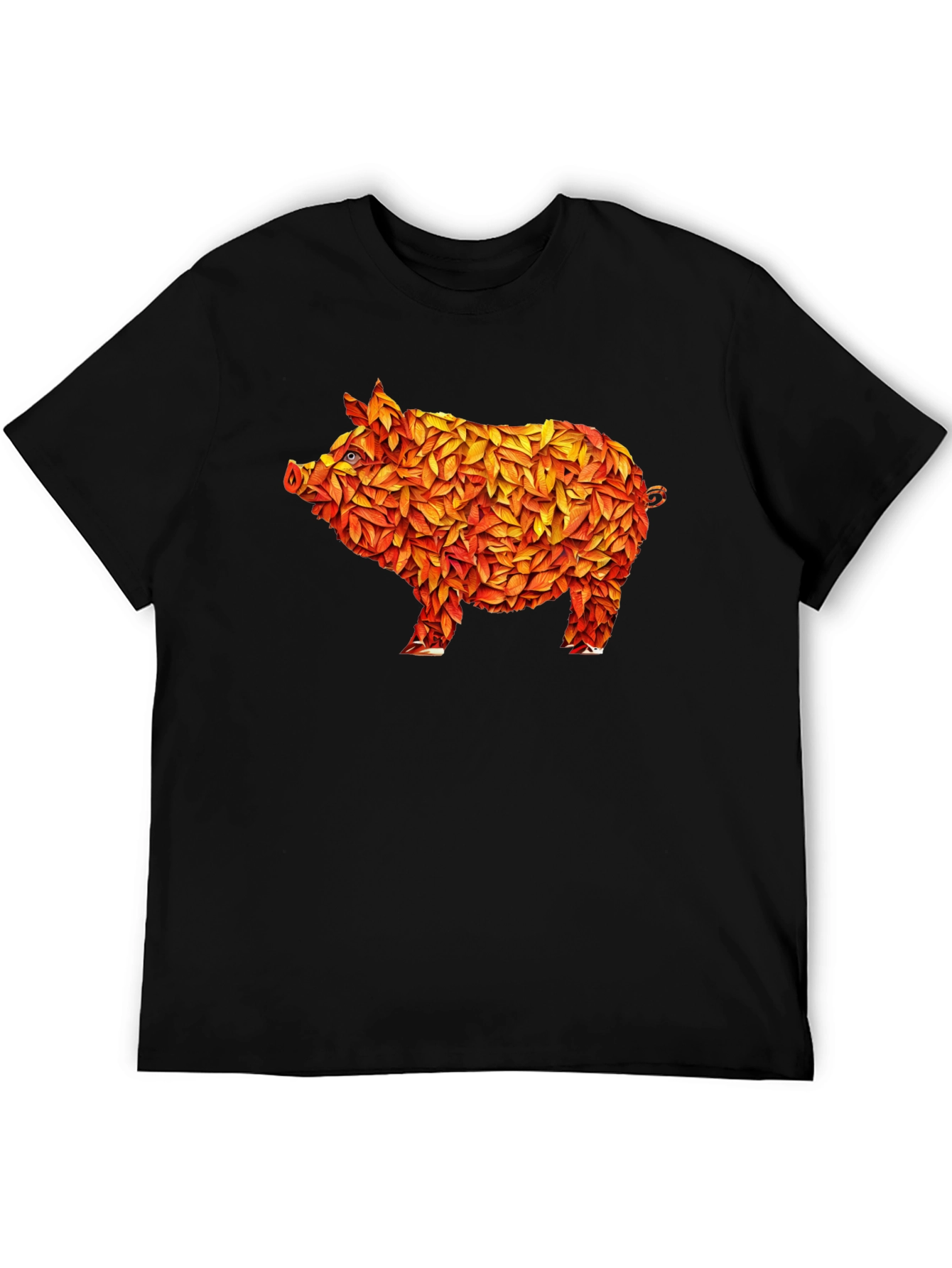 Black Leaf Pig Graphic T-Shirt - Unique Design view 5