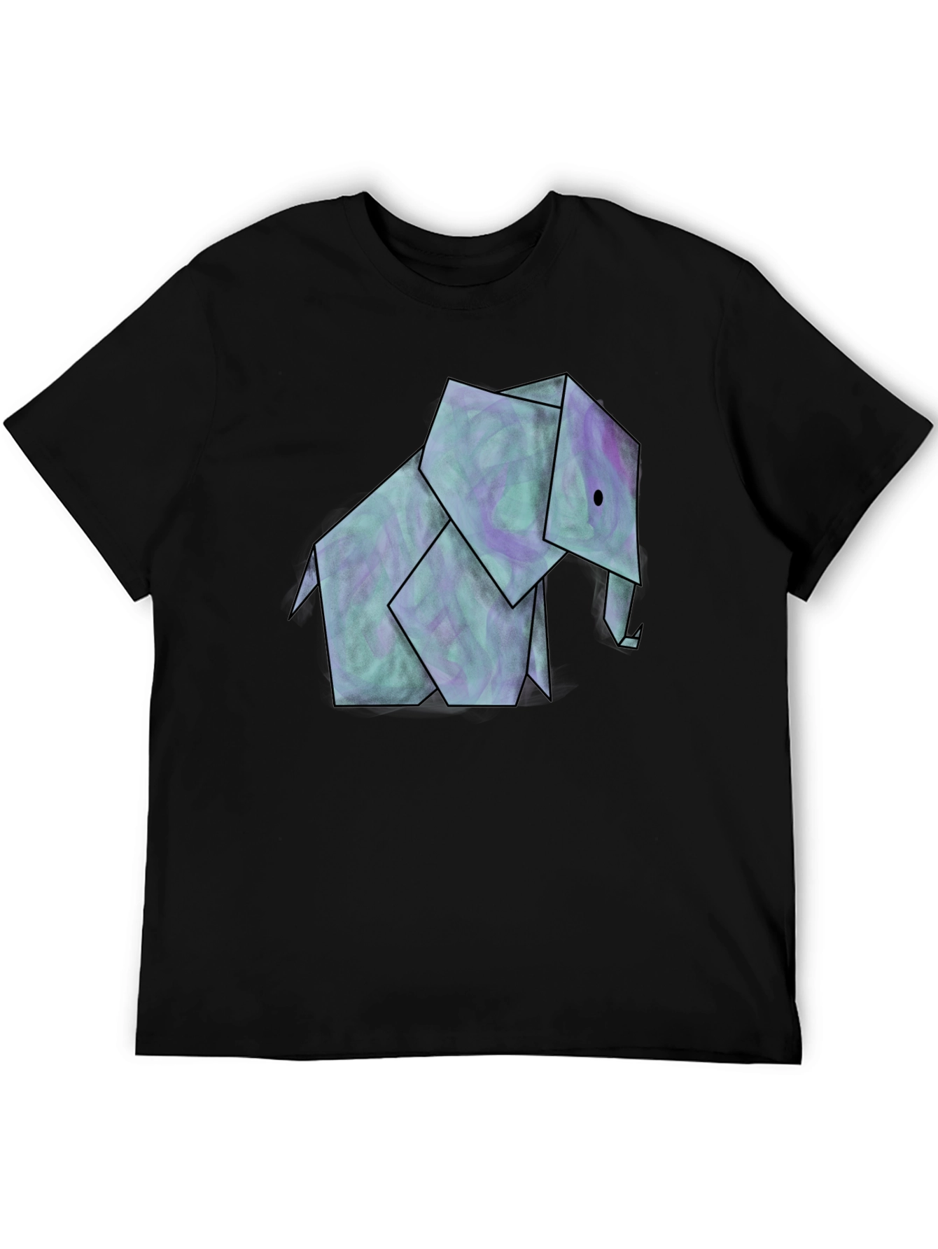 Black Origami Elephant Graphic Tee - Unique Design view 5