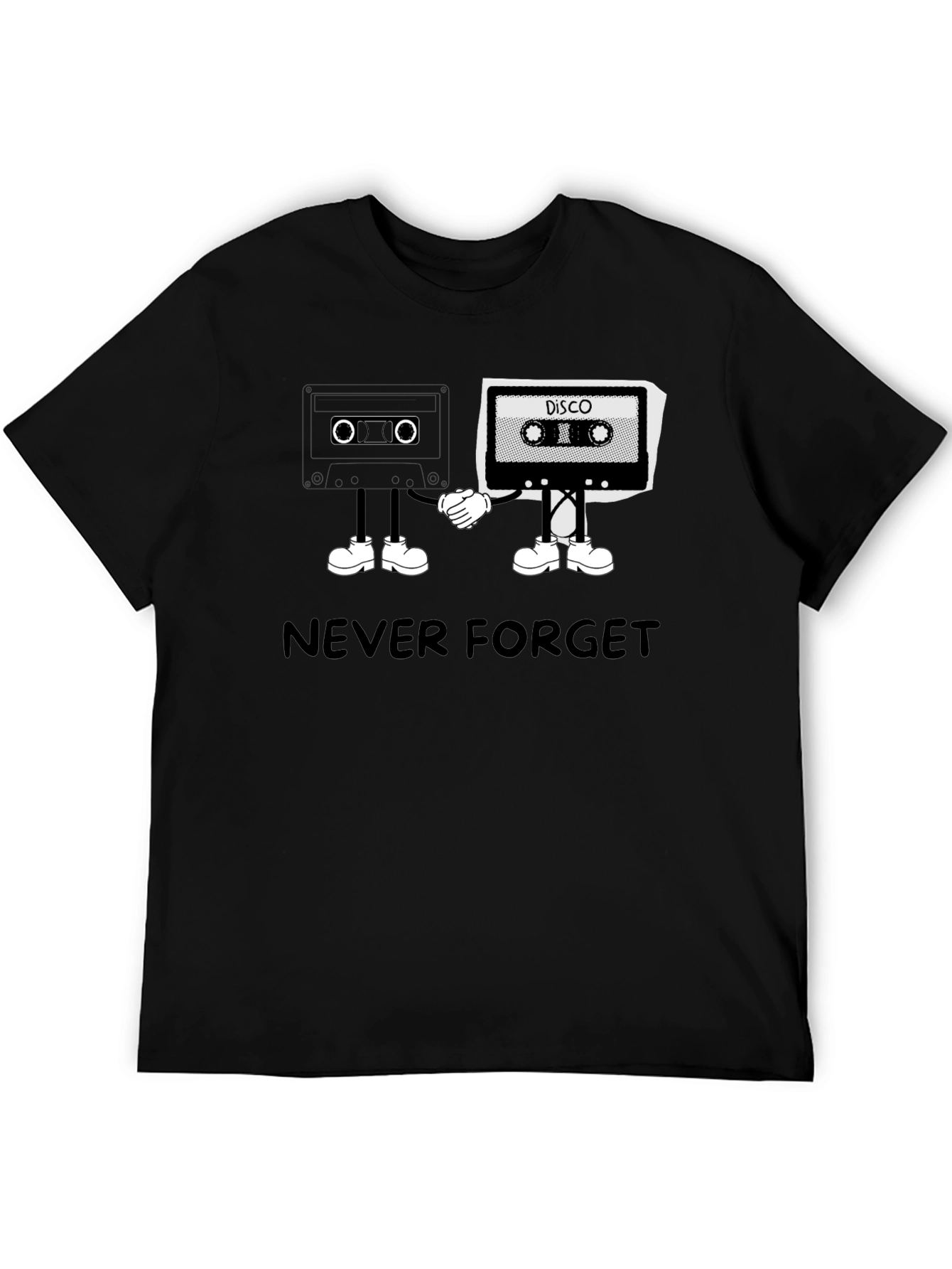 Black Retro Cassette Tape T-Shirt: Never Forget Disco! view 5