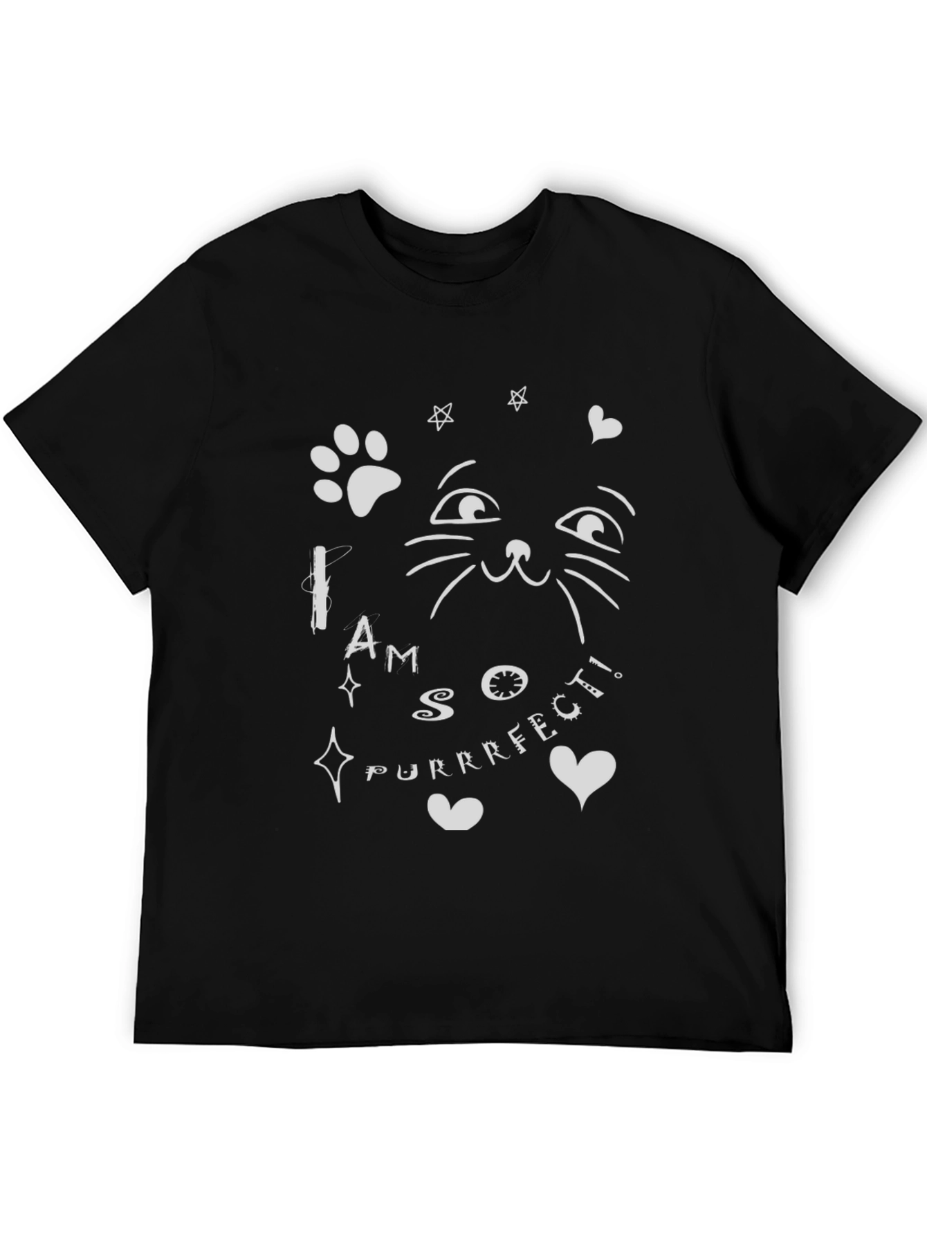 Black Purrfect Cat T-Shirt - Cute & Comfy Black Tee view 5