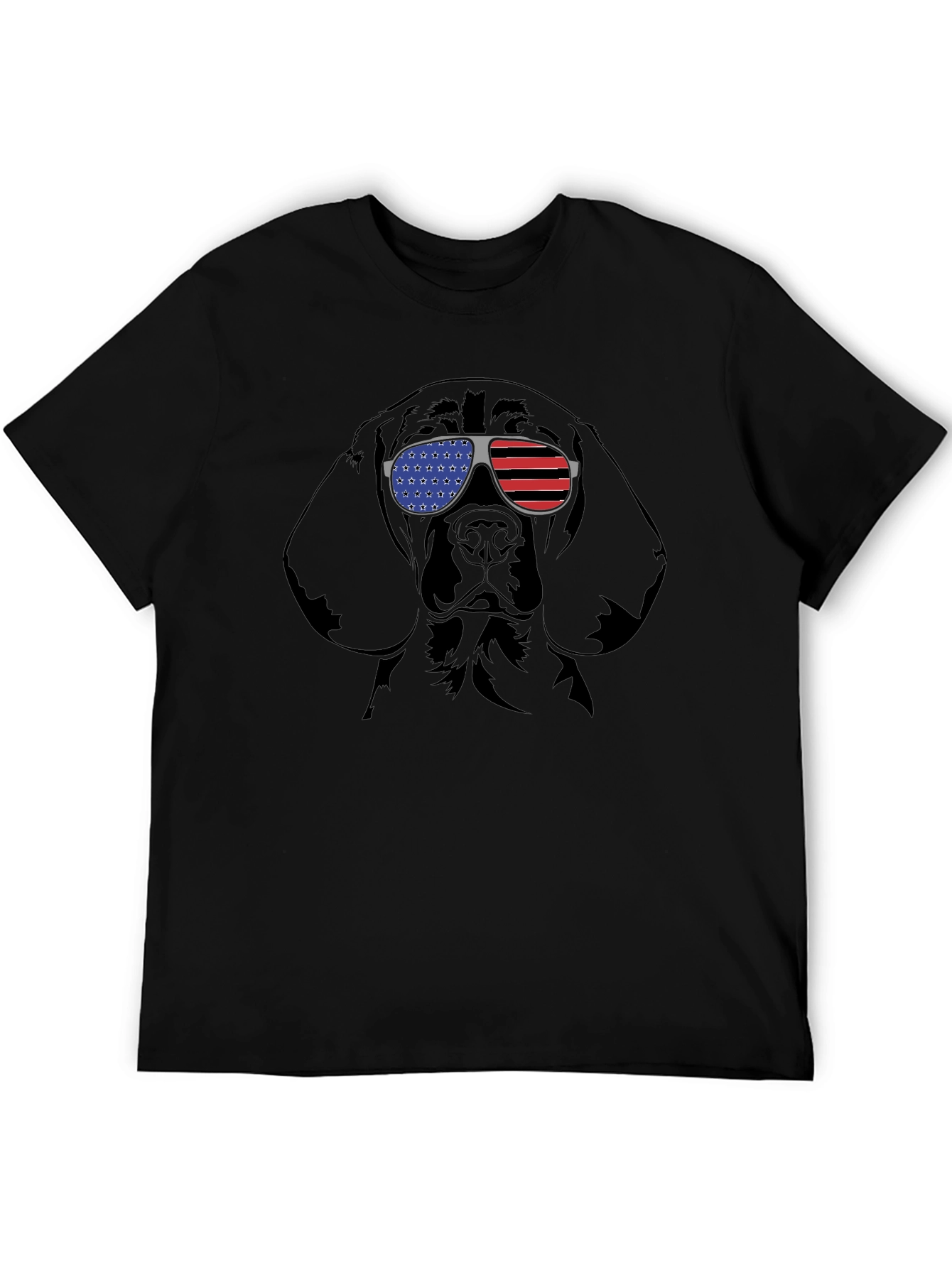 Black Patriotic Dog T-Shirt - American Flag Sunglasses Tee view 5