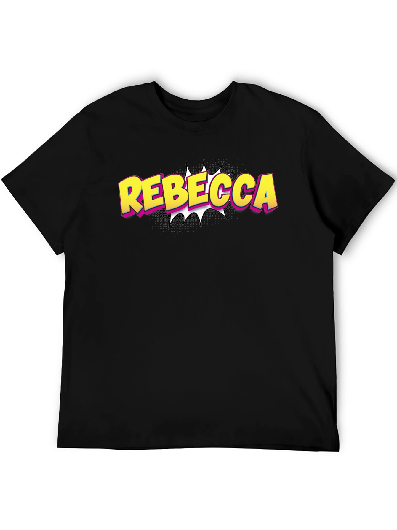 Black Rebecca Comic Style Black T-Shirt view 5
