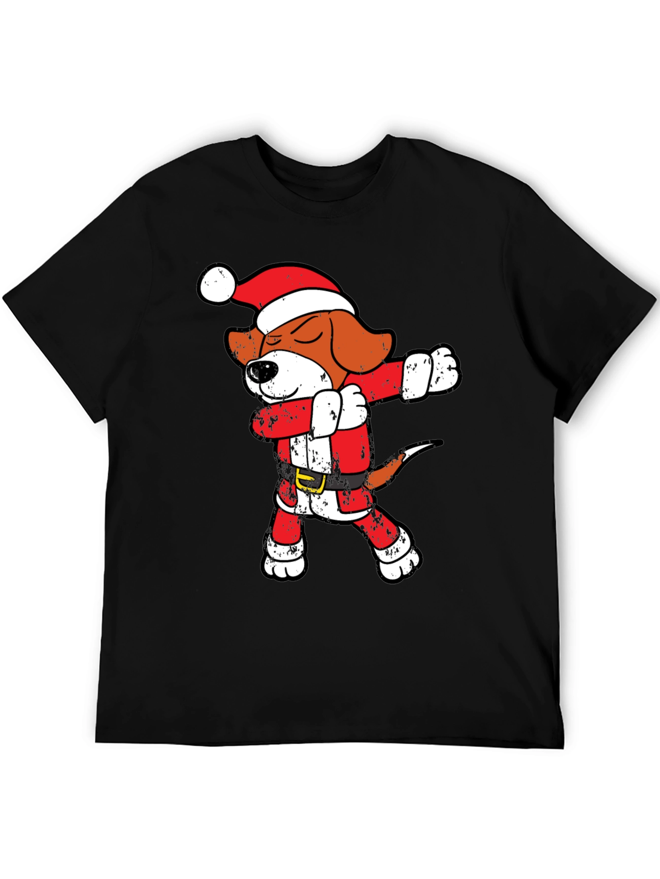 Black Dabbing Santa Beagle T-Shirt view 5