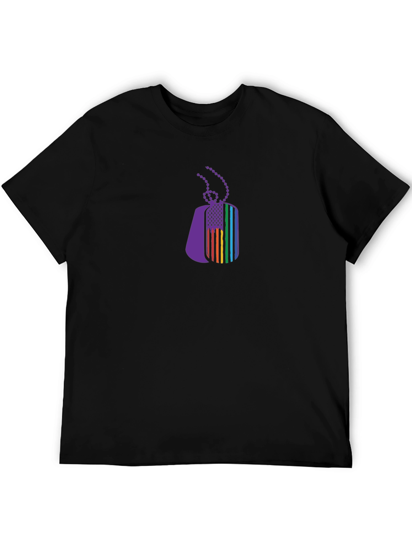 Black Pride Flag Dog Tag Tee - Black Crew Neck view 5