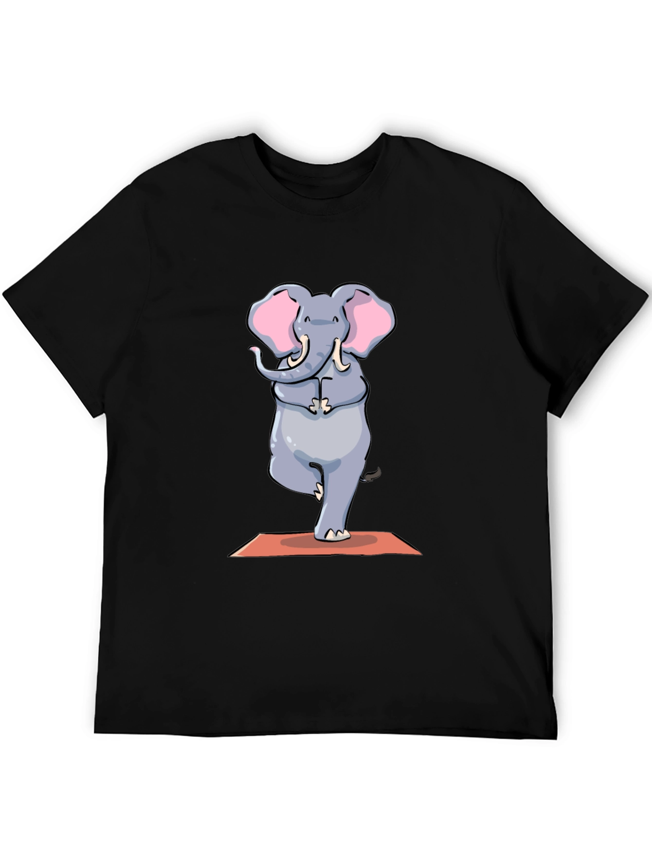 Black Yoga Elephant Graphic Tee - Black Cotton T-Shirt view 5
