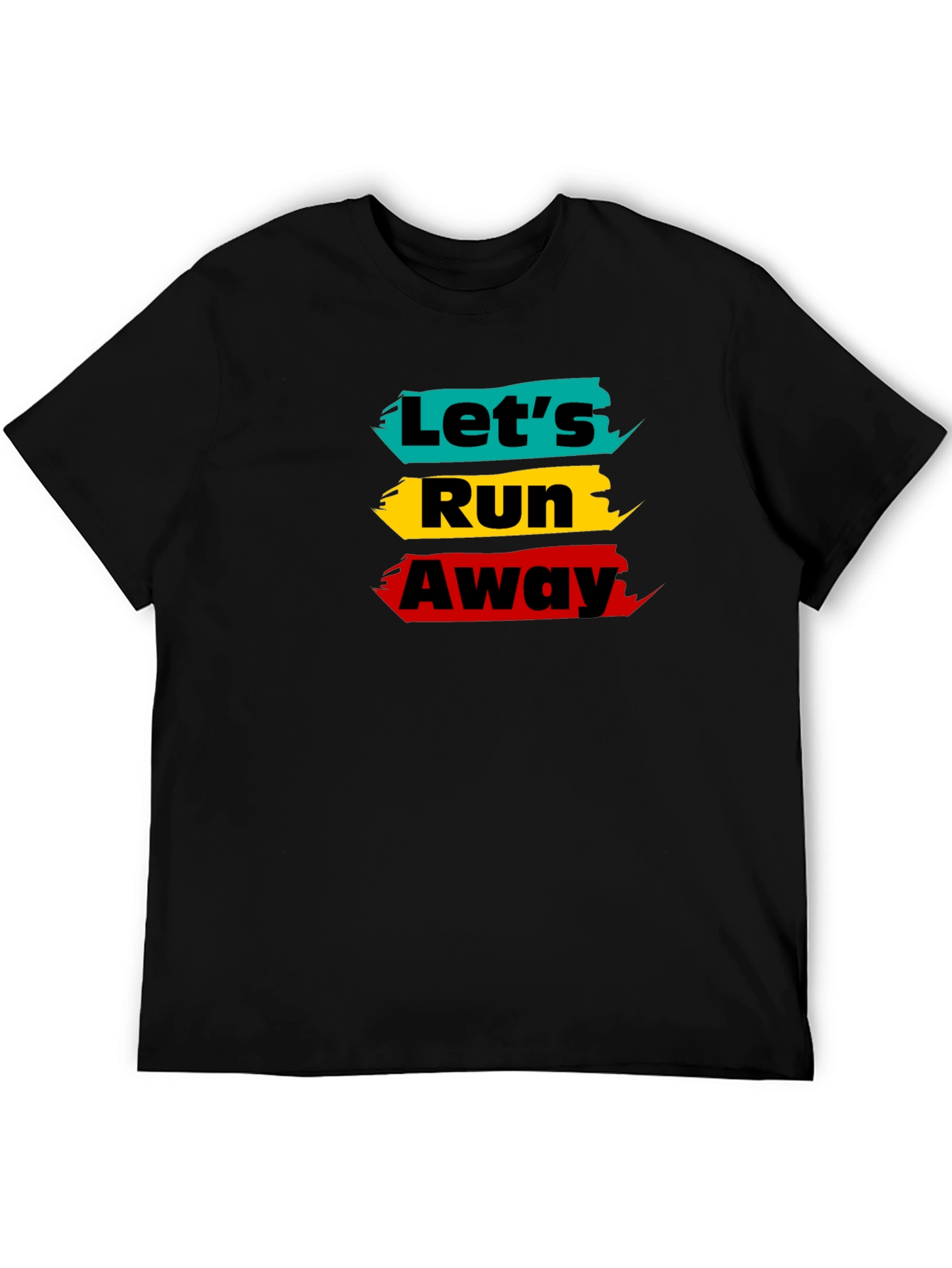Black Let's Run Away Graphic Tee - Trendy Design view 5