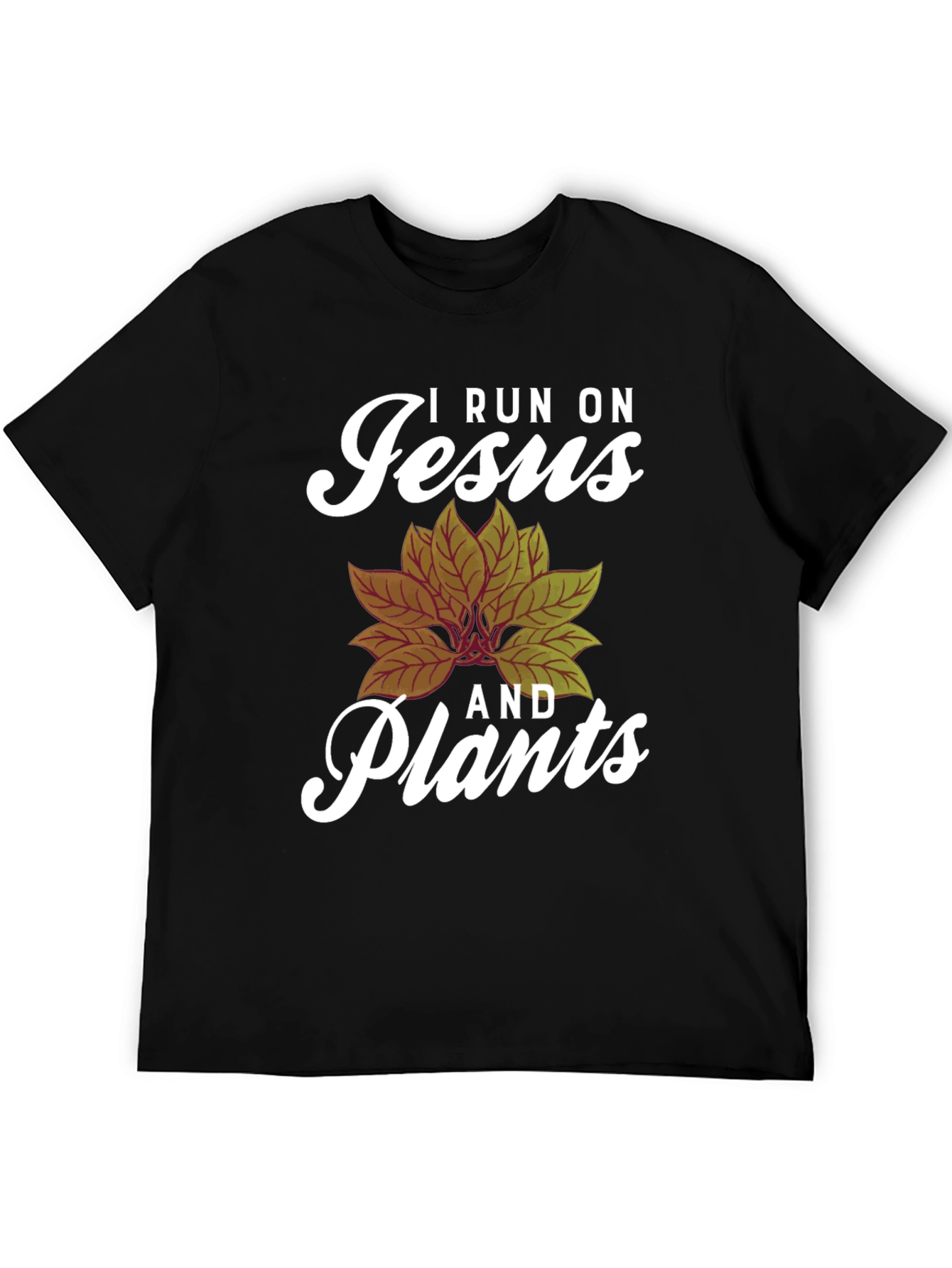 Black I Run On Jesus and Plants Graphic Tee view 5