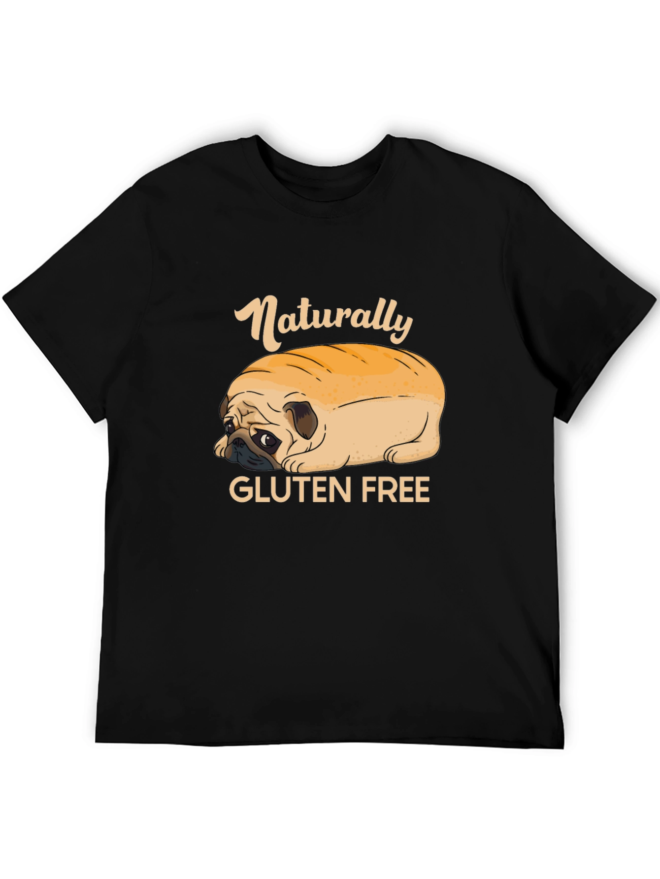 Black Naturally Gluten Free Pug T-Shirt view 5