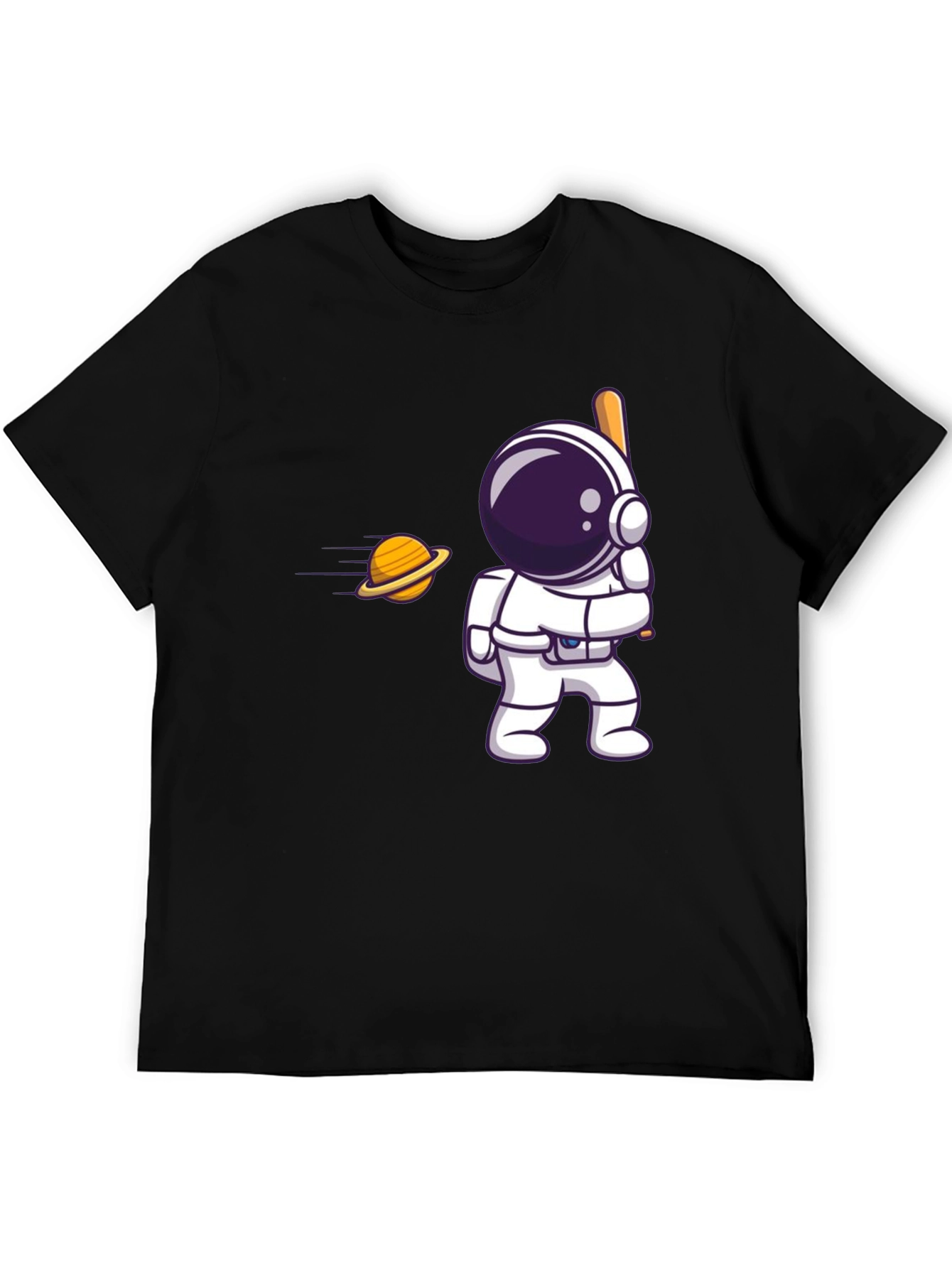 Black Astronaut Hitting Saturn T-Shirt view 5