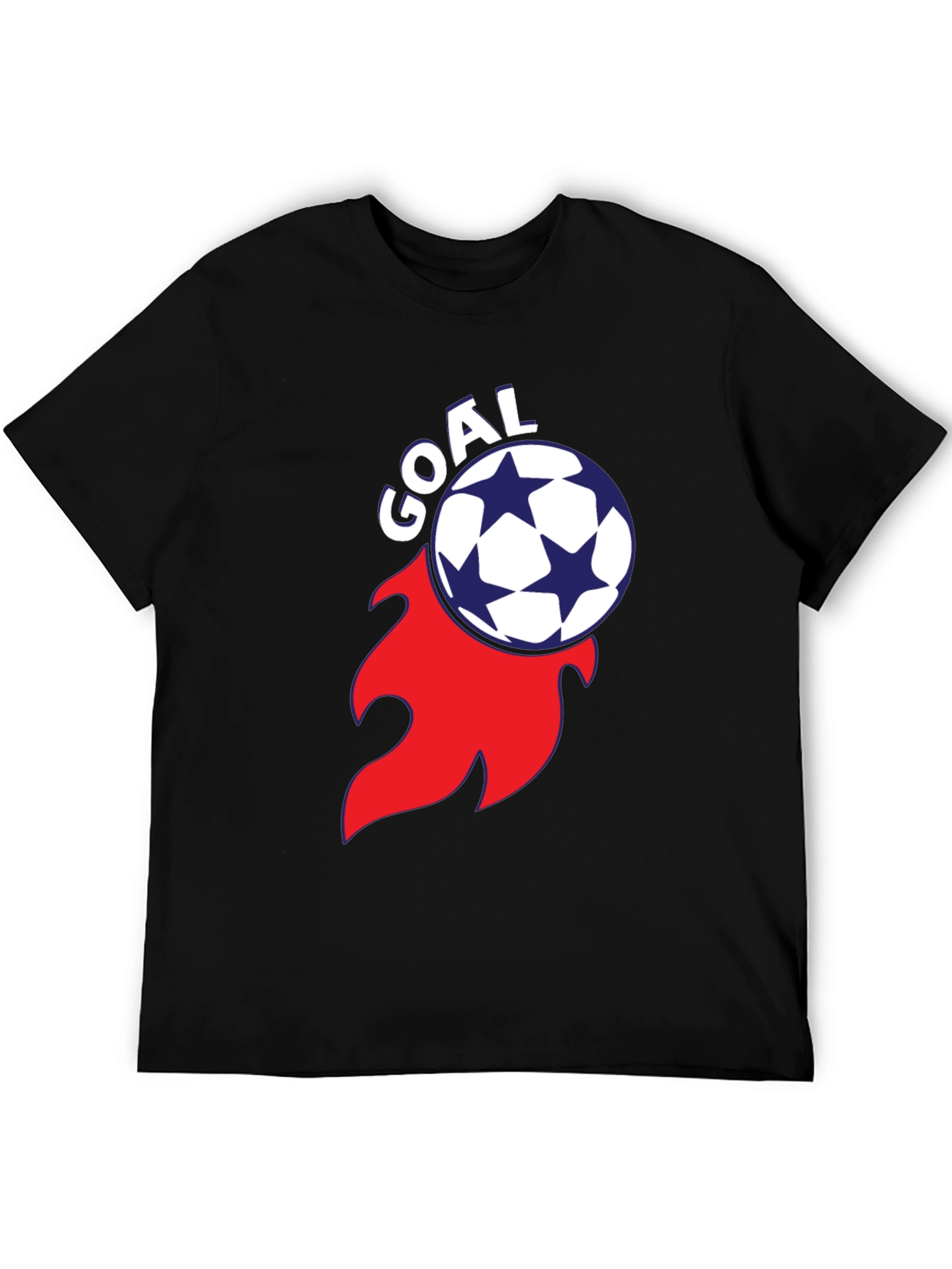 Black Goal! Soccer Ball Flame Graphic Tee - Stylish Black T-Shirt view 5