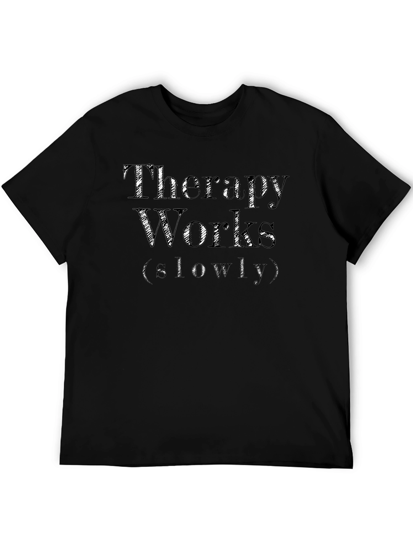 Black Therapy Works (Slowly) Slogan Graphic Tee view 5