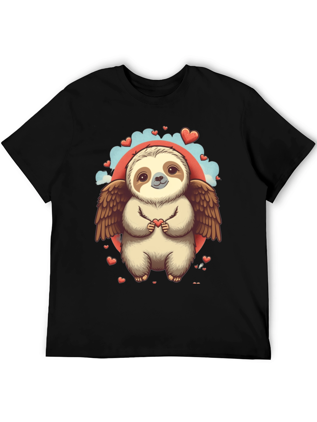 Black Sloth Angel Valentine's Day T-Shirt view 5